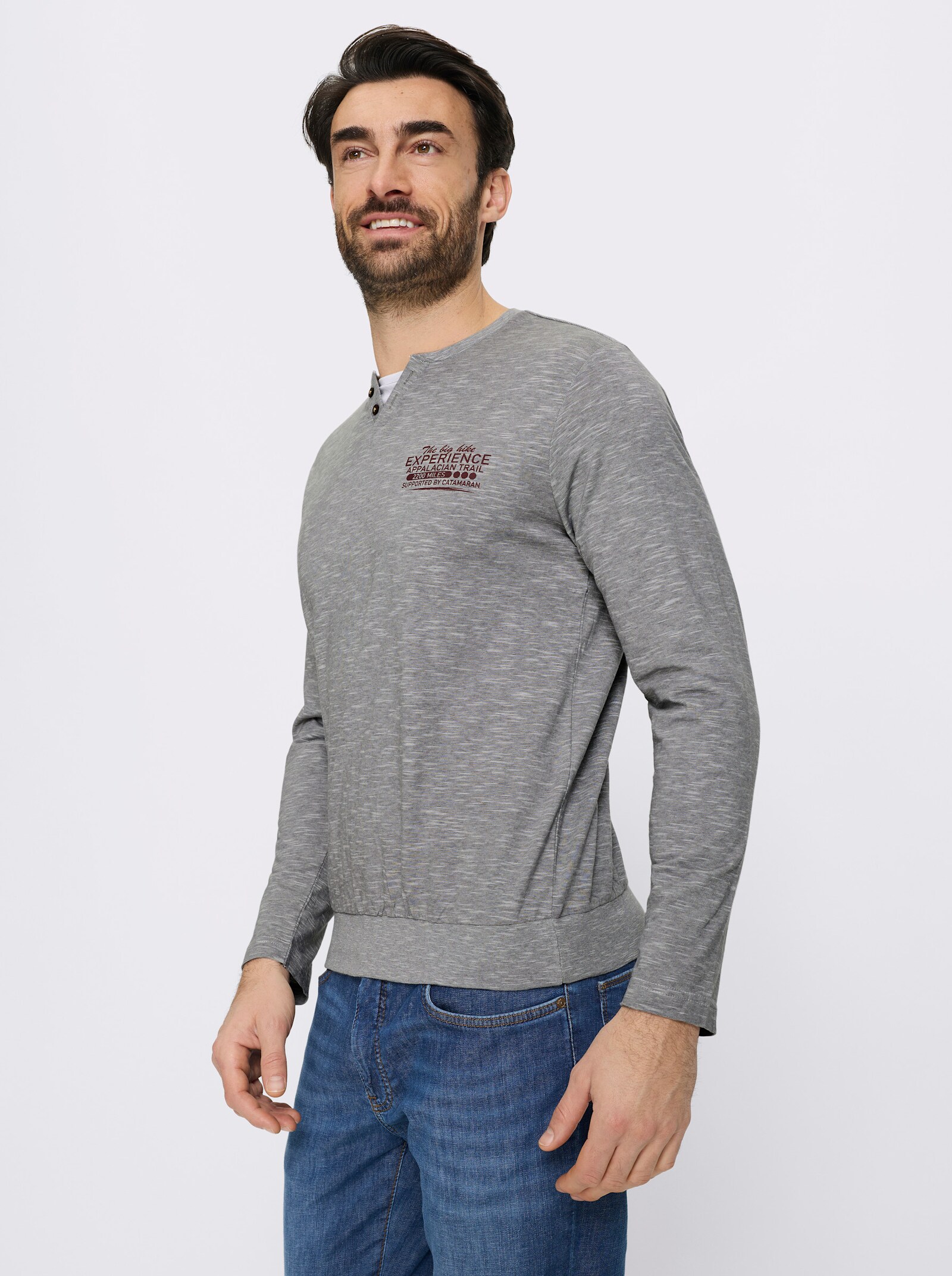 Catamaran Langarmshirt in 2-in-1-Optik - grau-meliert