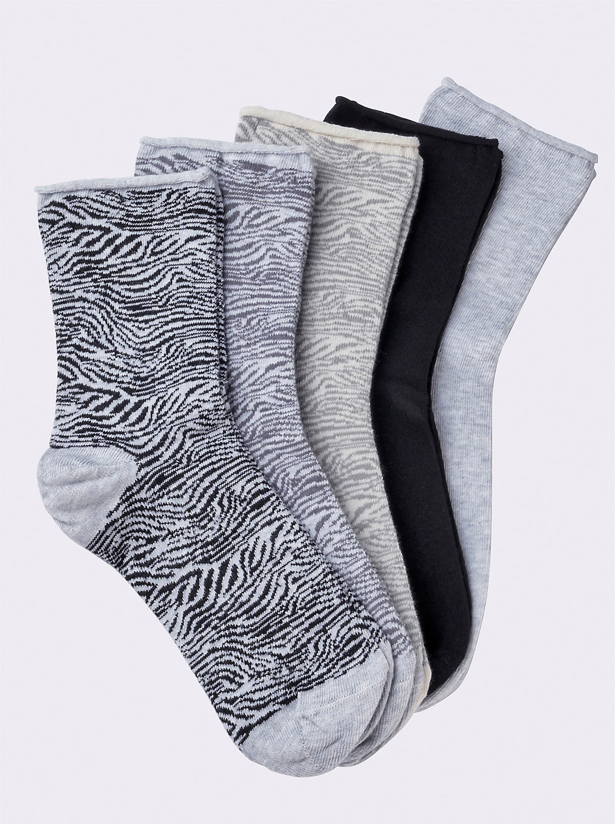 wäschepur Socquettes pour dames - gris à motifs