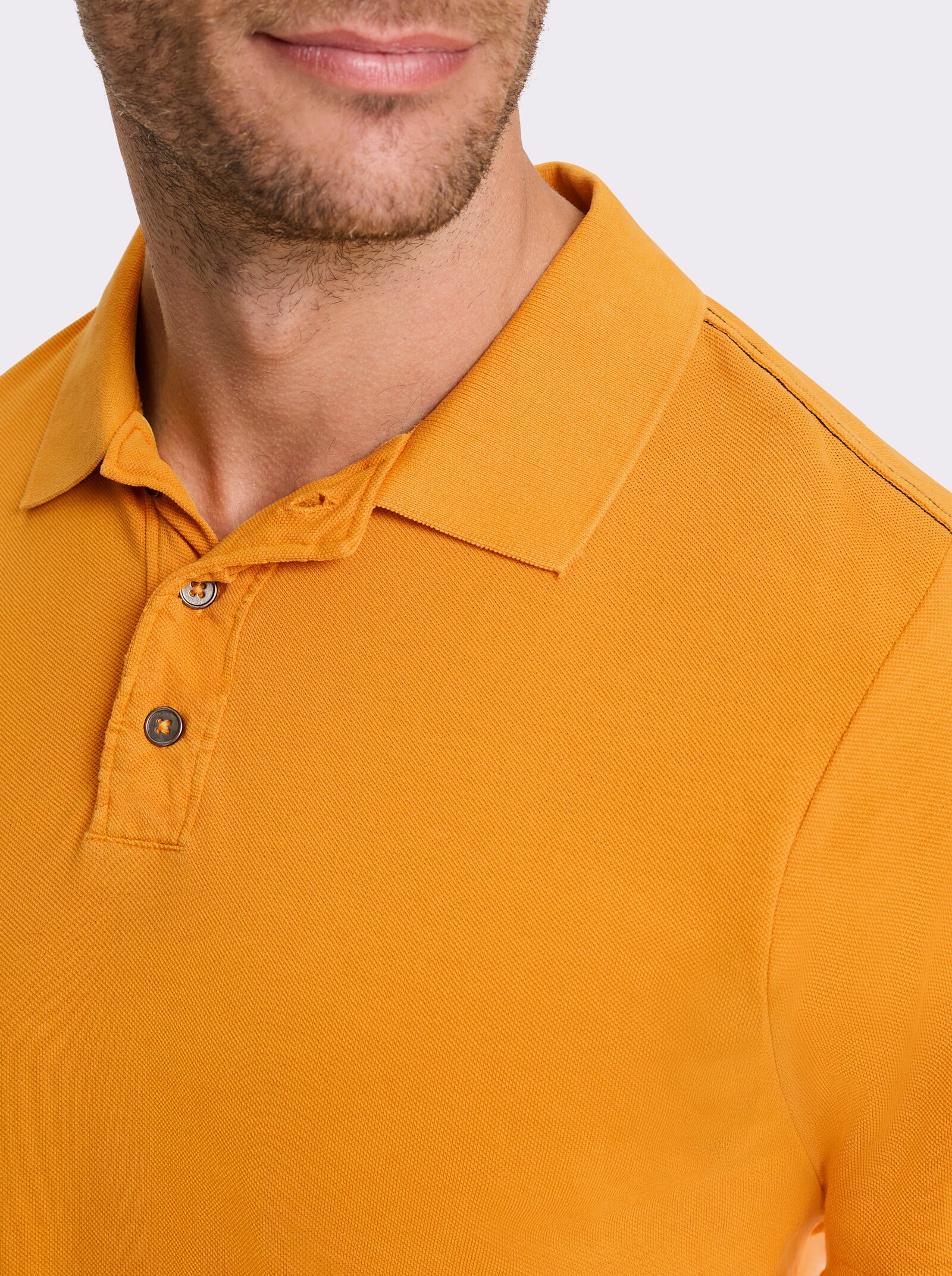 Catamaran Kurzarmshirt aus Baumwoll-Pikee - ocker