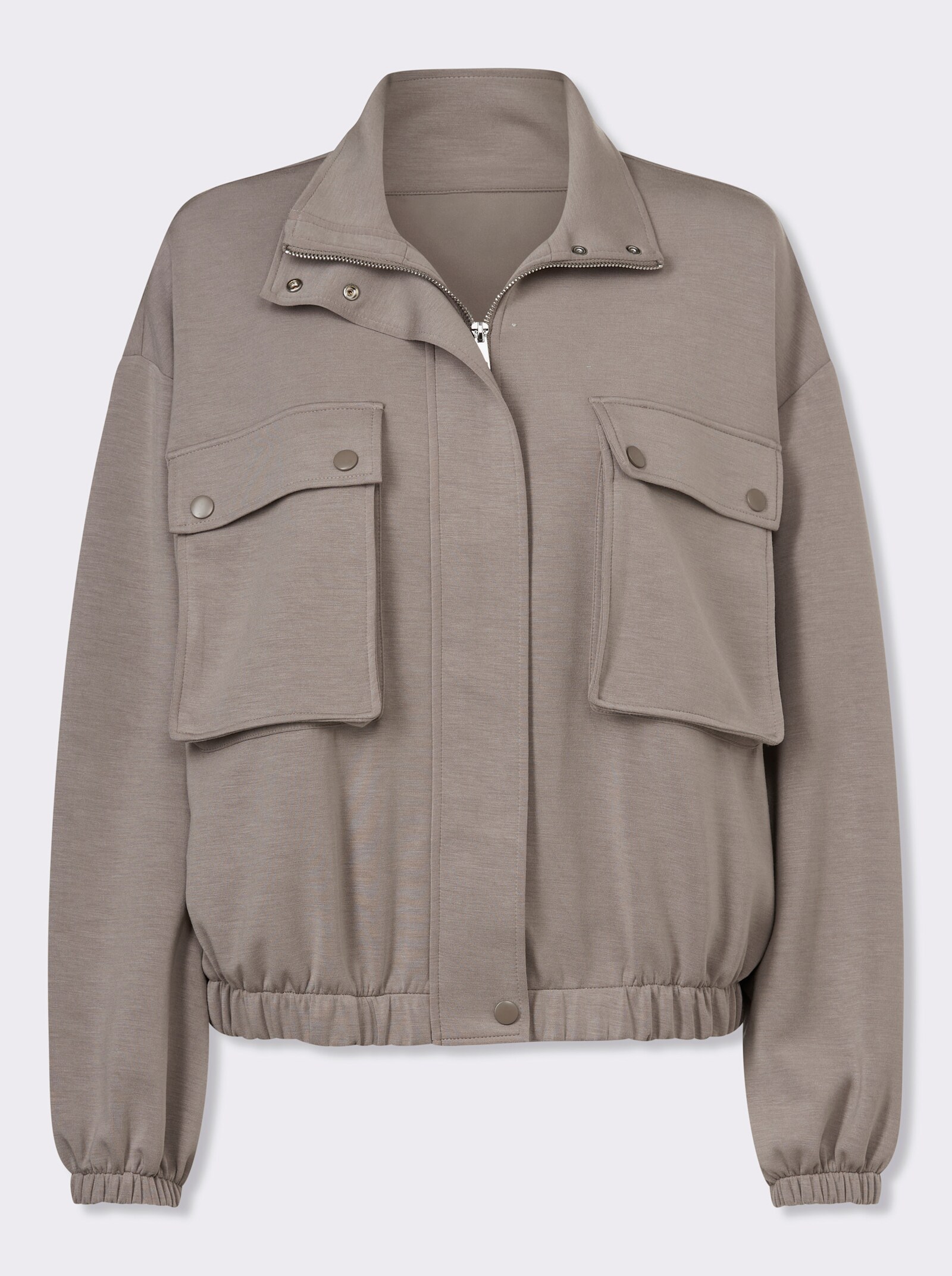heine Sweatjacke mit Blasebalg-Taschen - taupe