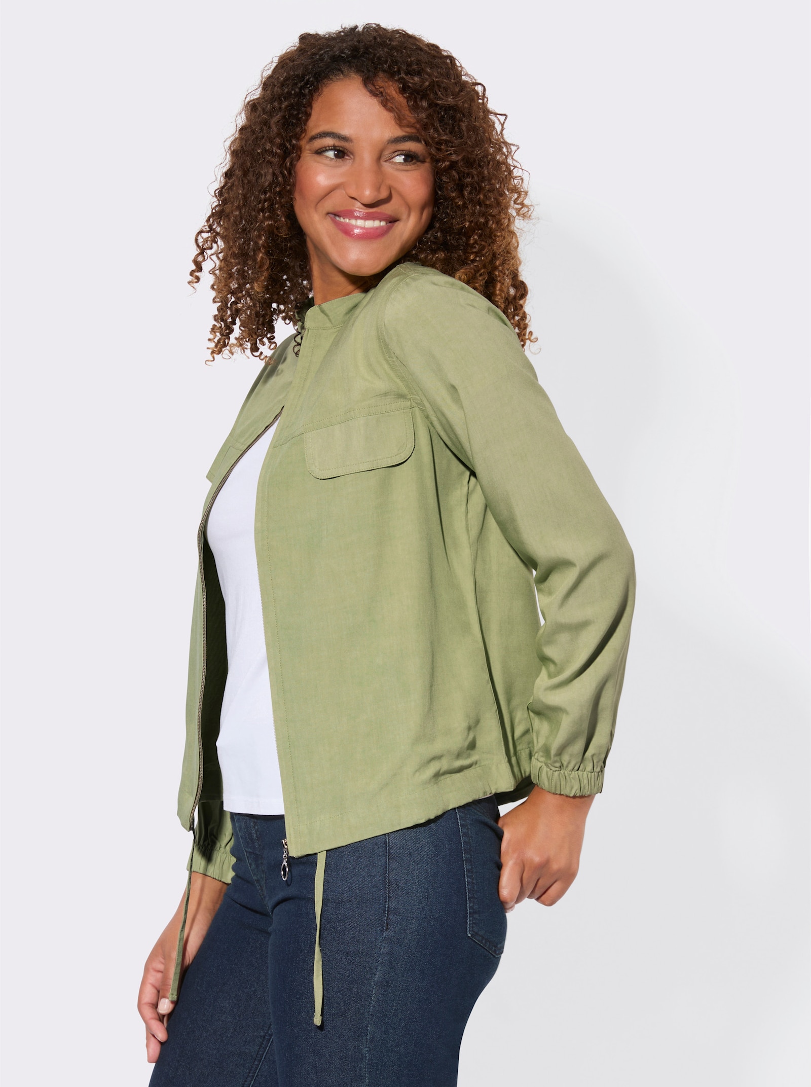 Blusenjacke in Oversize-Form - schilf