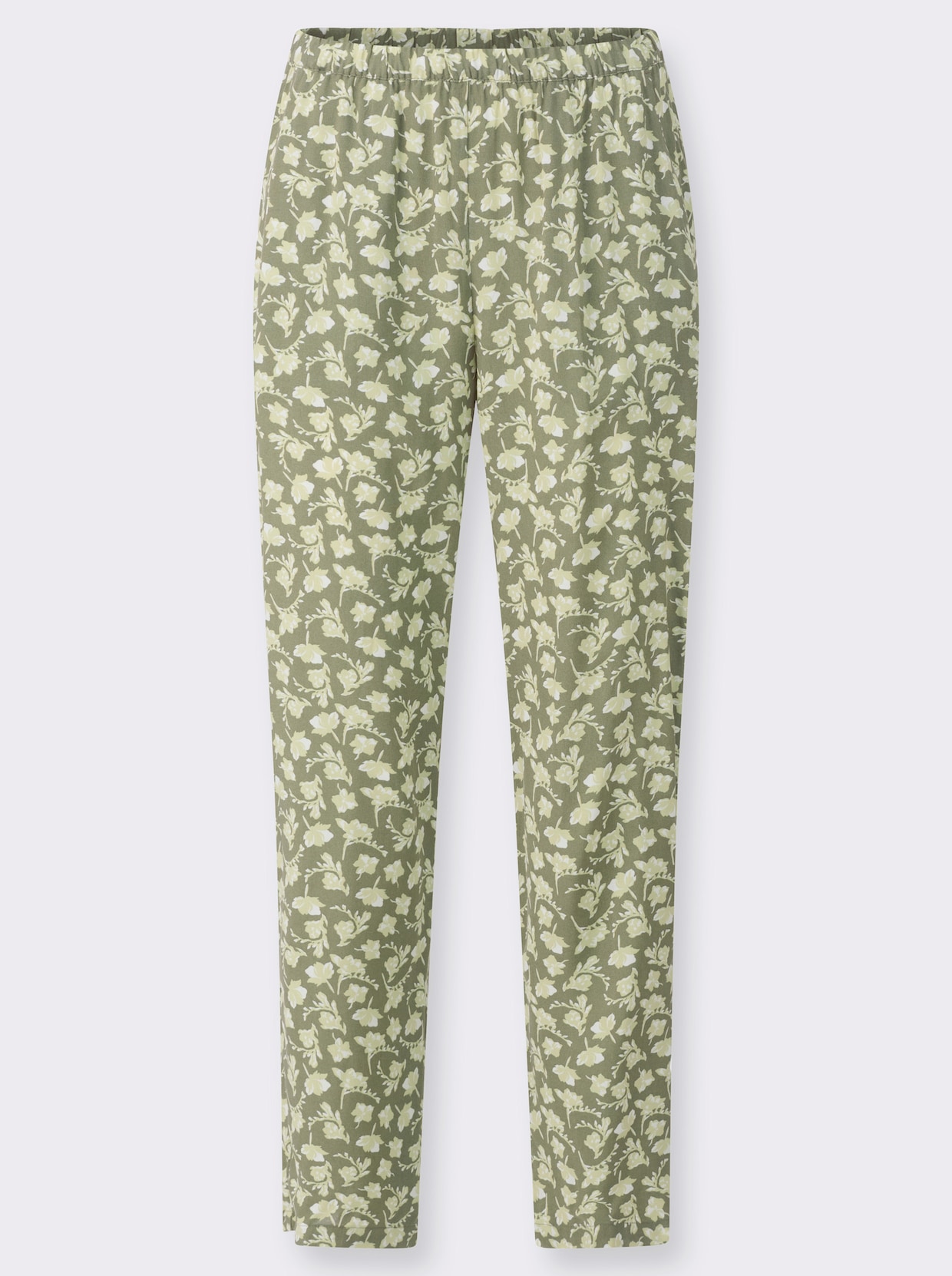 Schlupfhose - khaki-weiß-bedruckt