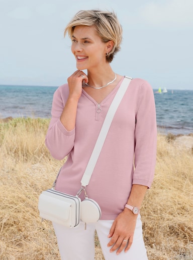 V-Ausschnitt-Pullover in formstabiler Qualität - rosé