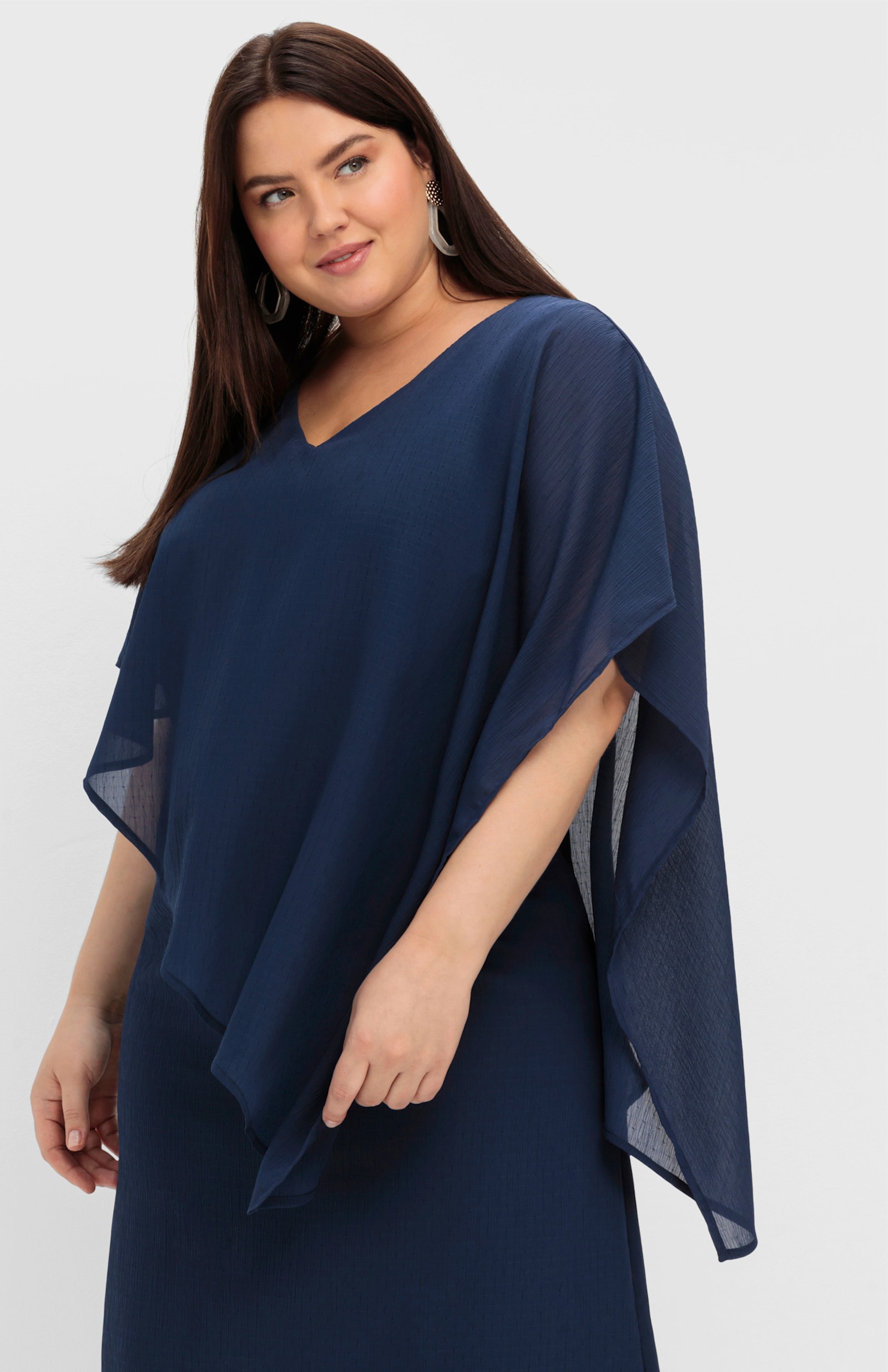 sheego Robe de cocktail en mousseline - marine