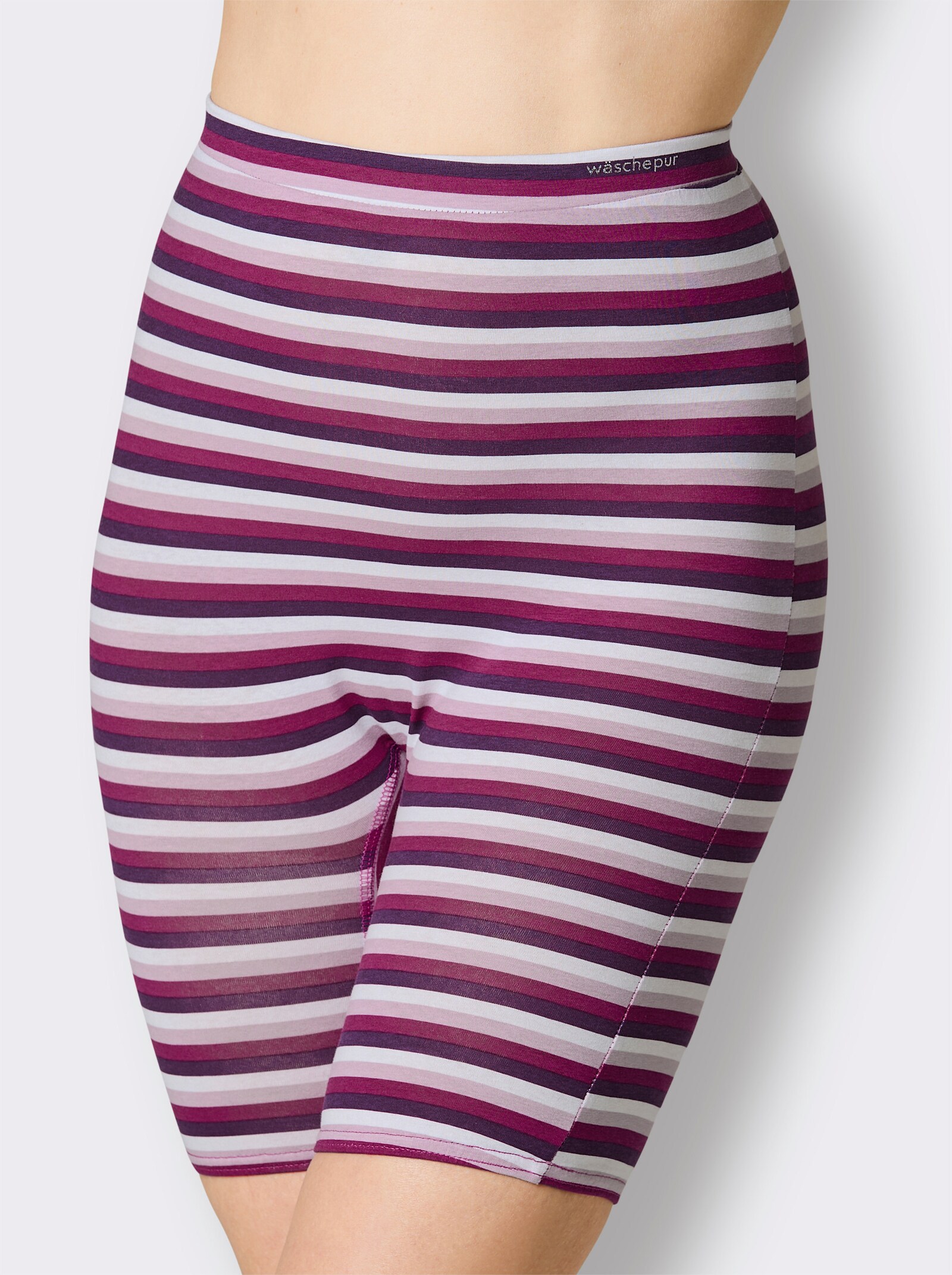 wäschepur Longpanty mit Logo-Schriftzug - malve-gestreift + malve