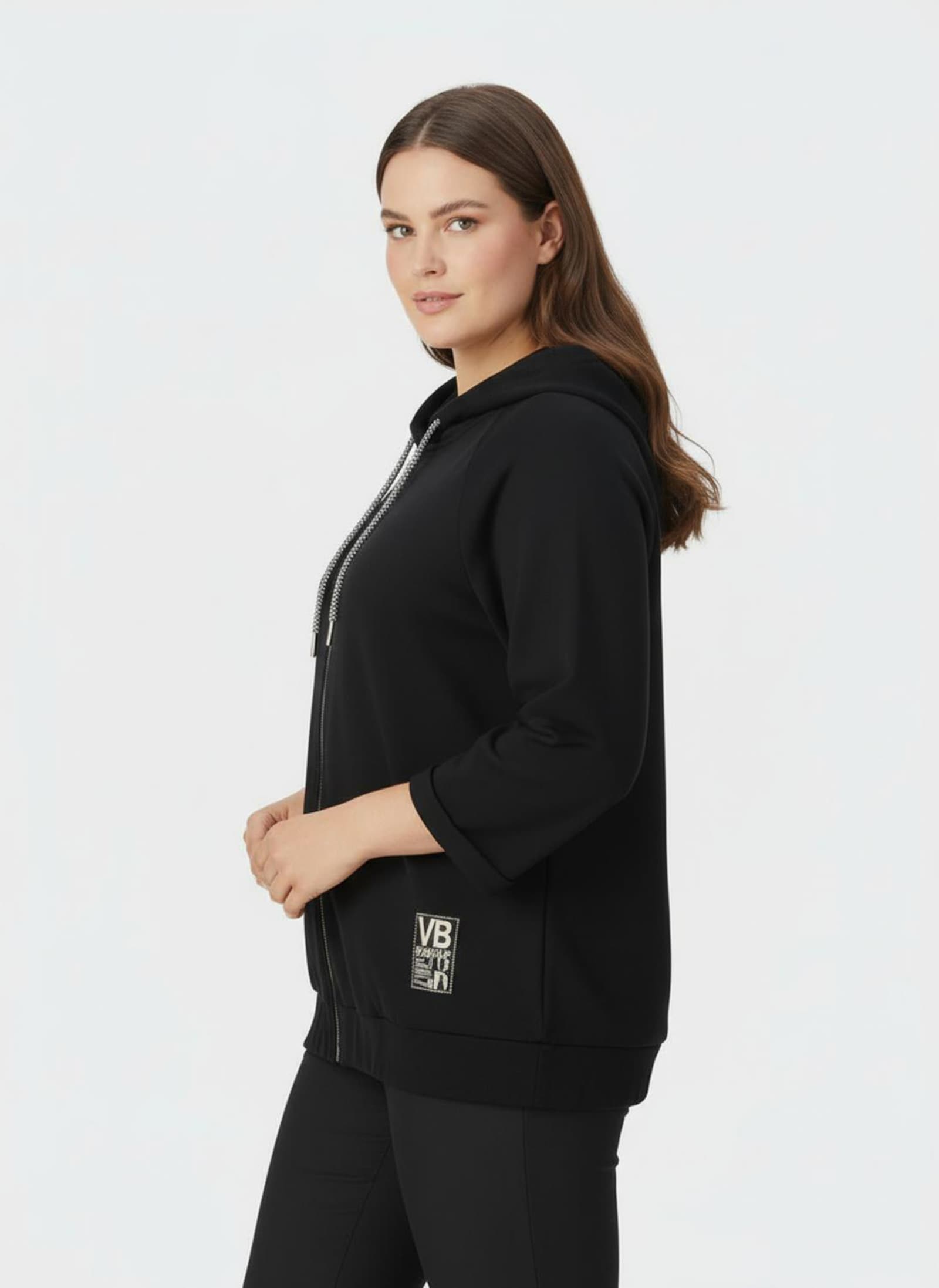 Shirtjacke mit Kapuze - schwarz