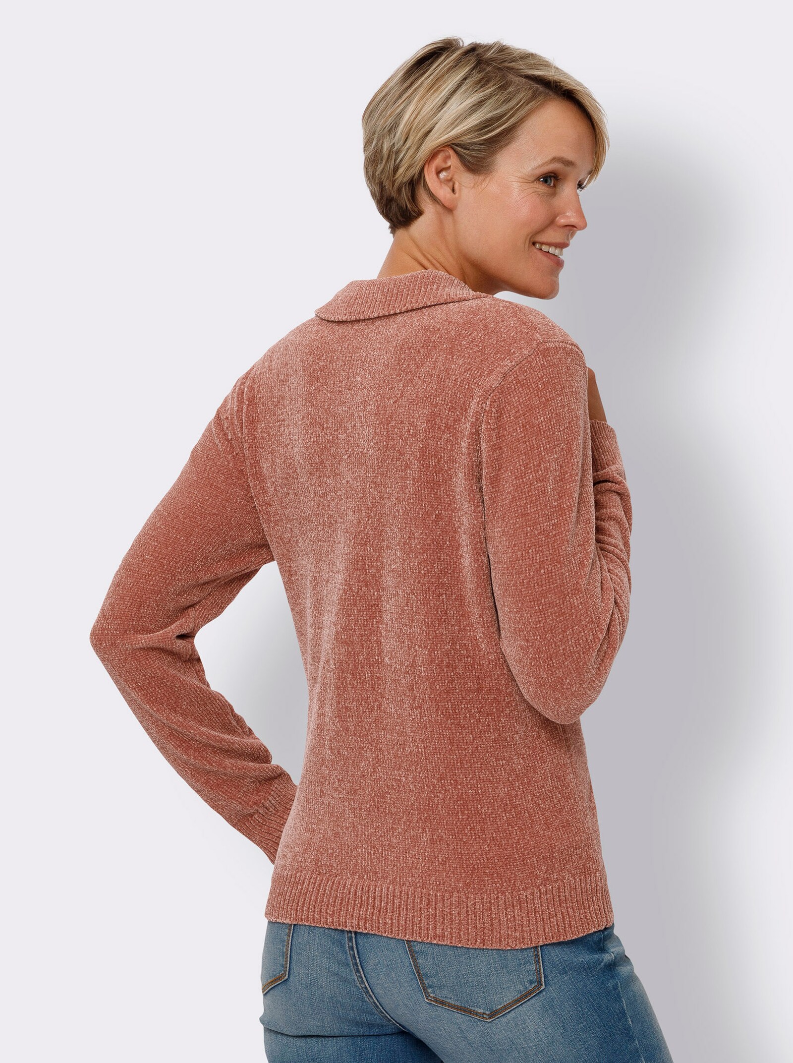 Polopulóver, ženilk. priadza - ružové drevo