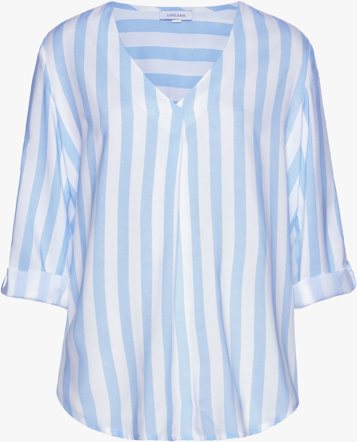 LASCANA Comfortabele blouse - wit/lichtblauw