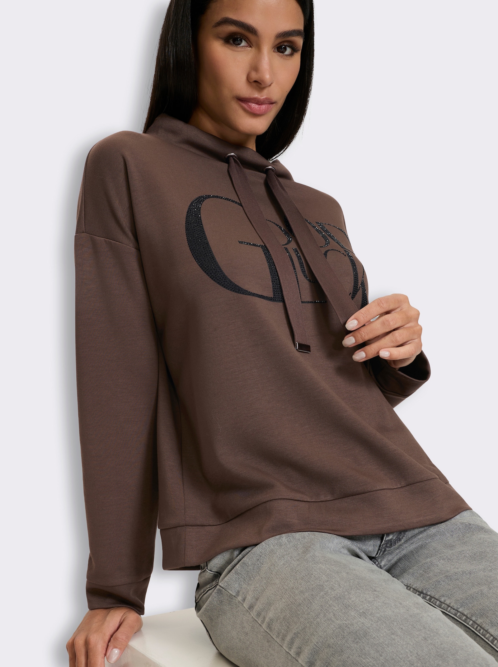 heine Sweatshirt mit Lettering-Print - schoko