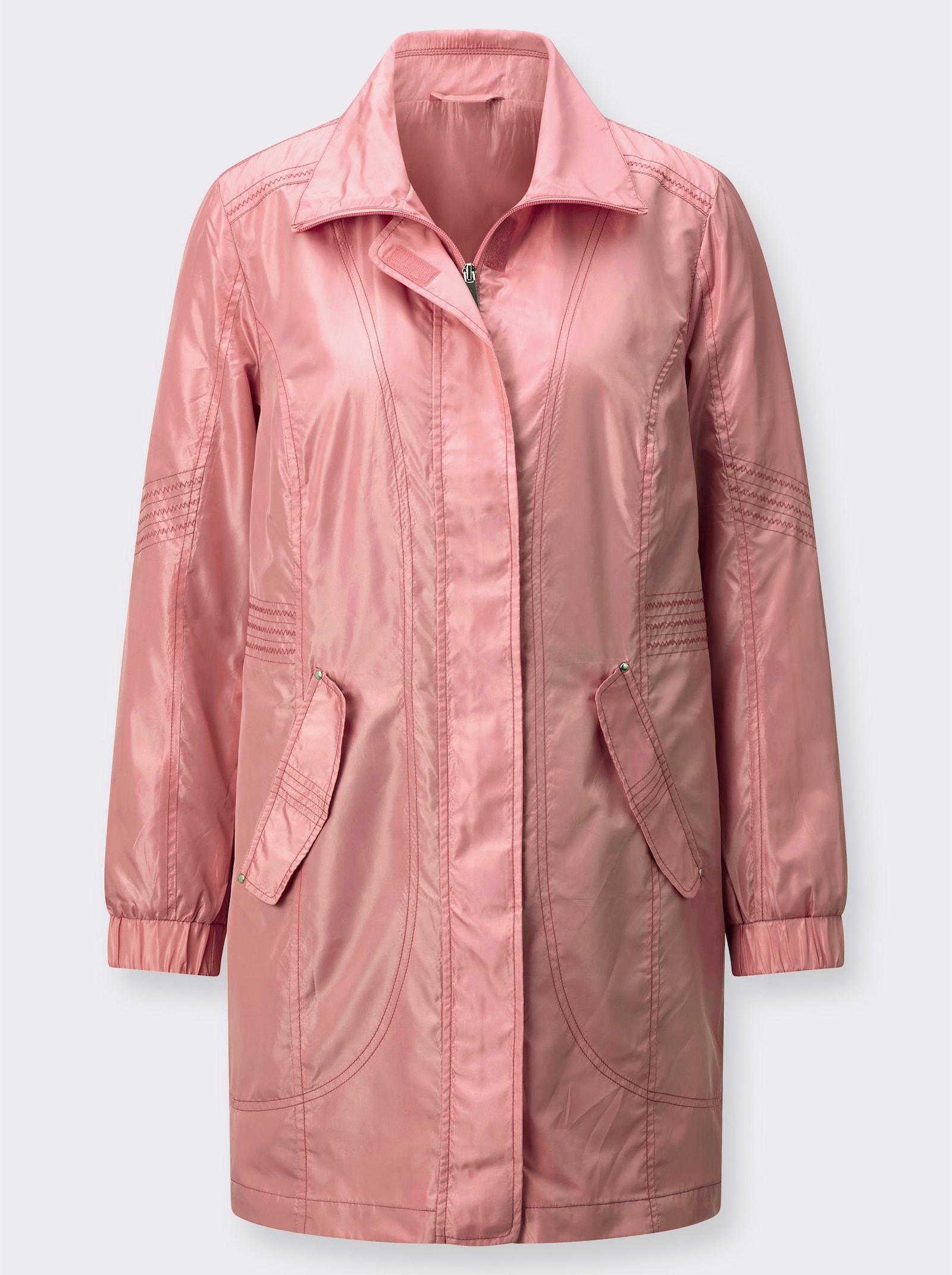 Longjacke mit Ziernähten - flamingo