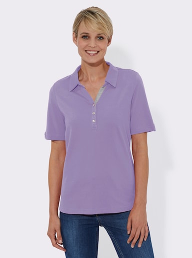 Poloshirt mit Zierriegel - flieder