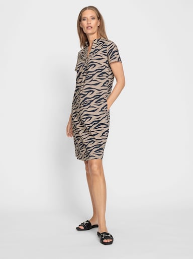 heine Druckkleid im Zebra-Stil - beige-schwarz-bedruckt