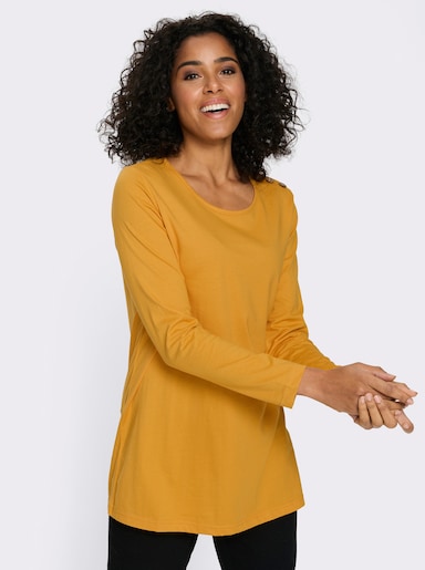 Lang shirt met sierknopen - oker