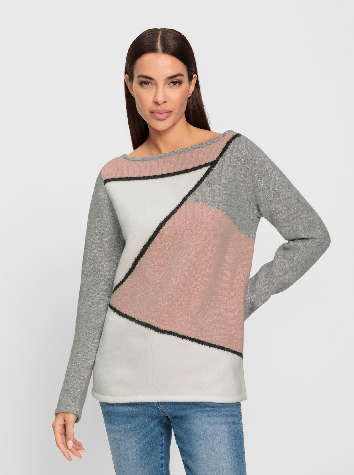 heine Gebreide pullover - ecru/poudre gedessineerd