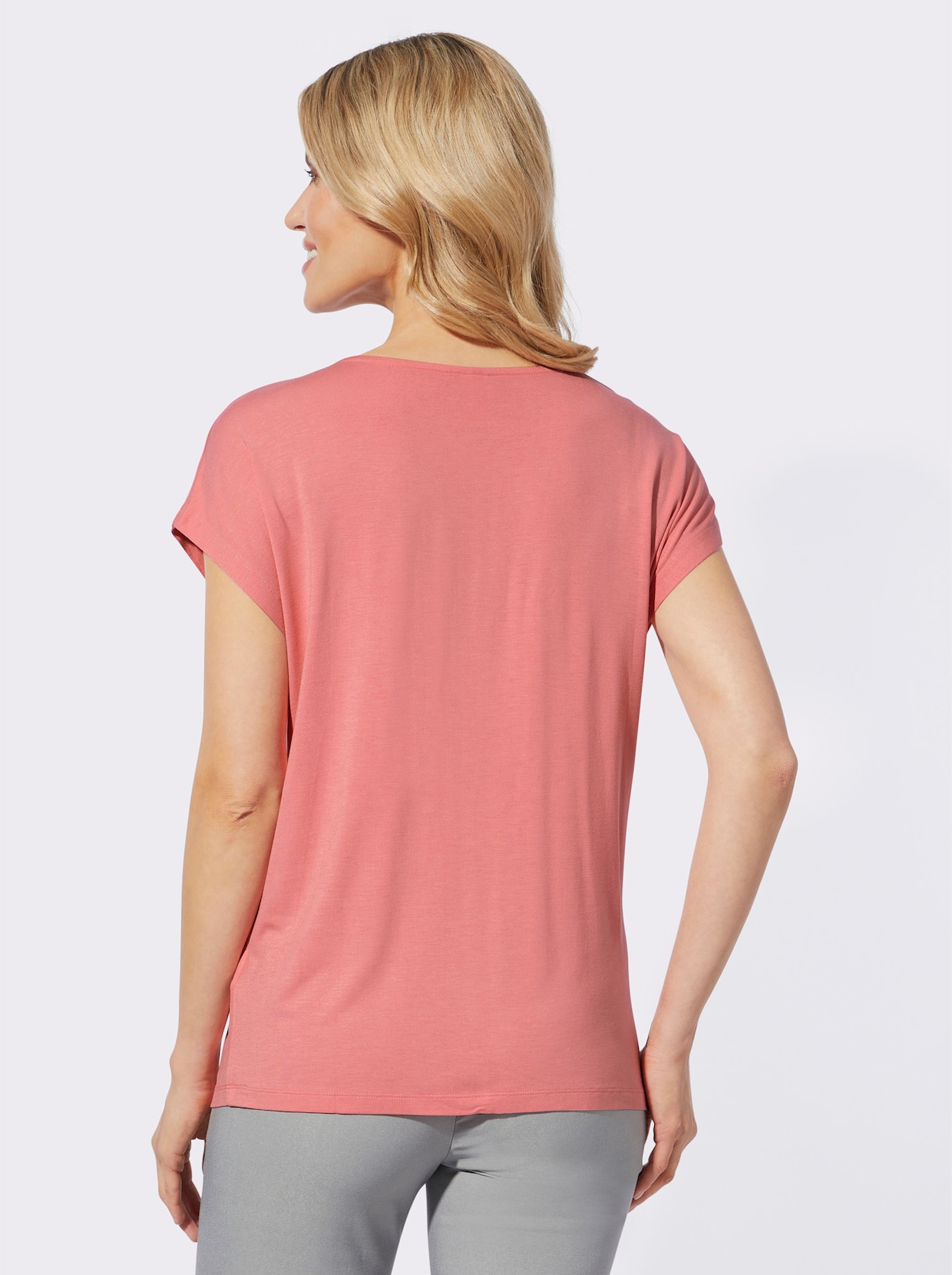 Shirt met cascadehals - flamingo