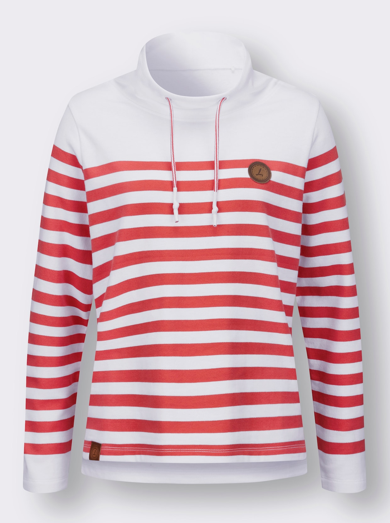 Sweatshirt - weiß-grapefruit-geringelt