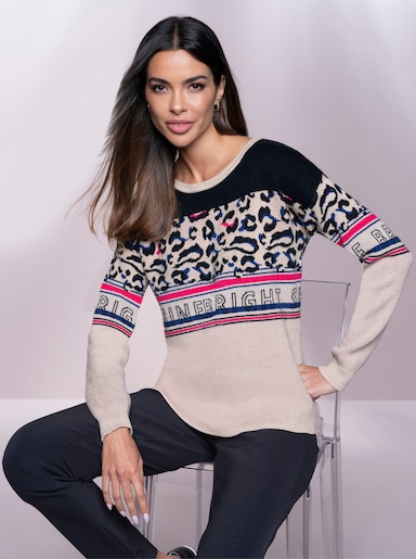 heine Pullover - schwarz-beige-gemustert