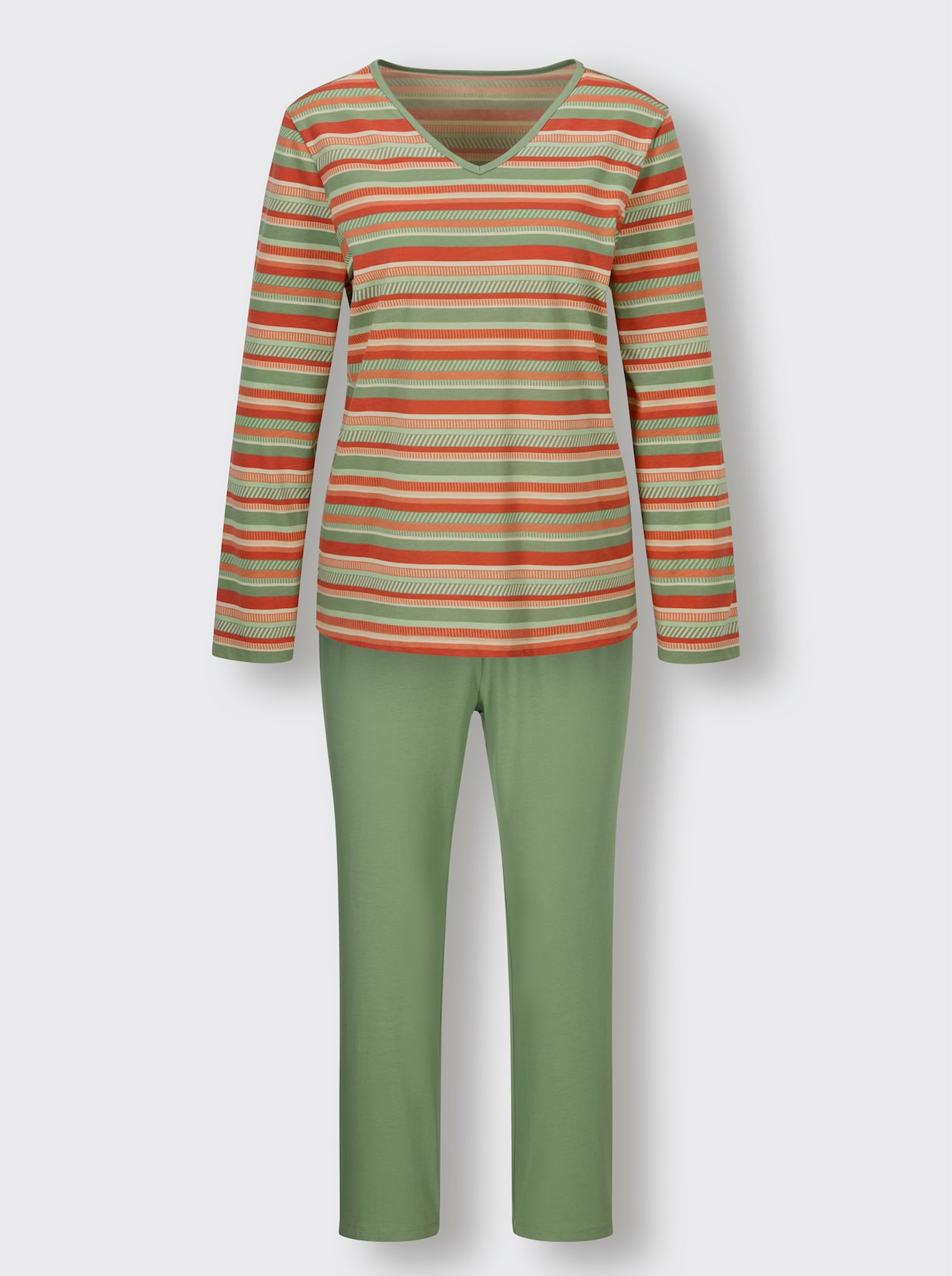 wäschepur Pyjama - eucalyptus/terra gestreept