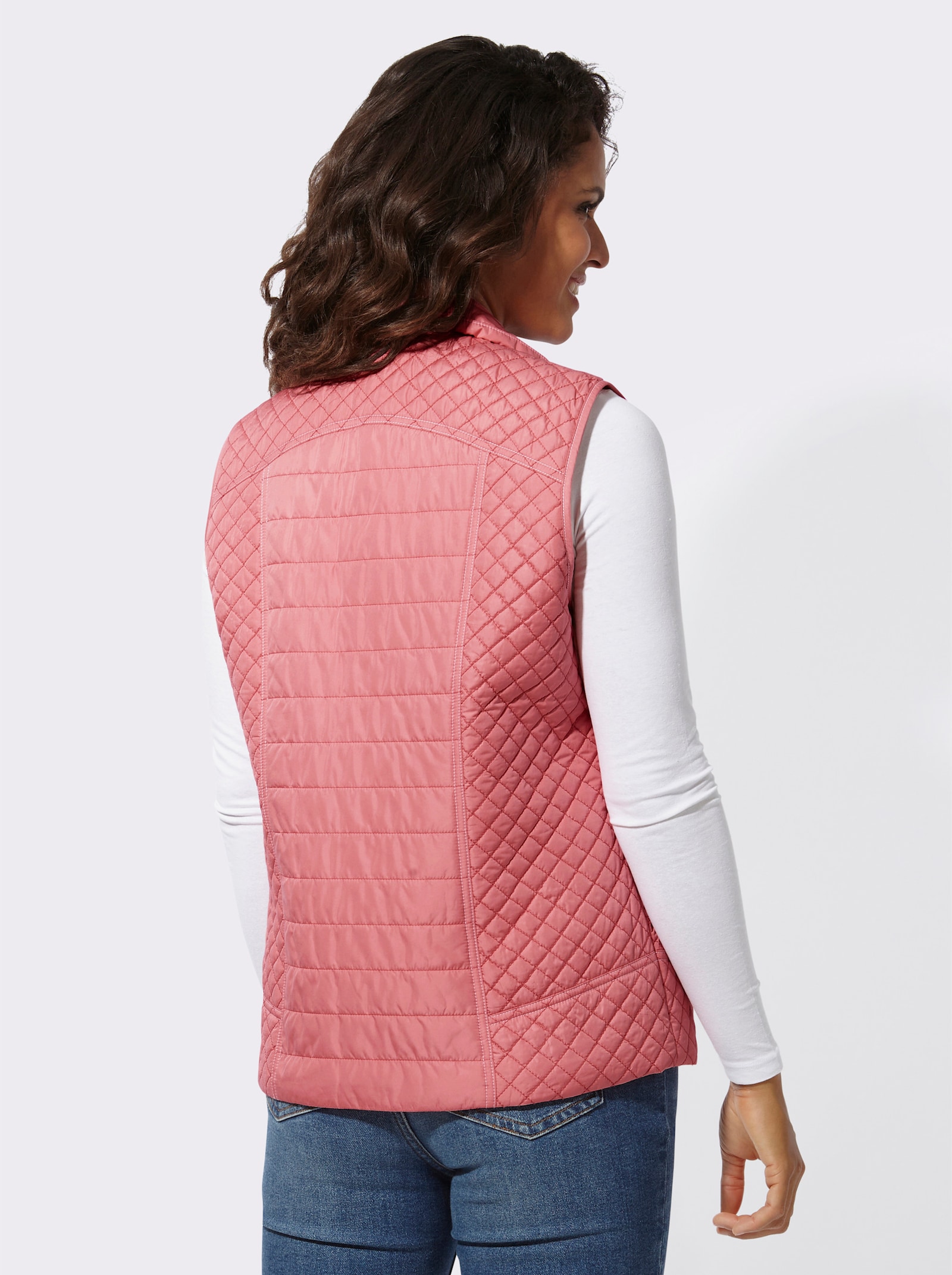 Steppweste mit Kontrastnähten - flamingo