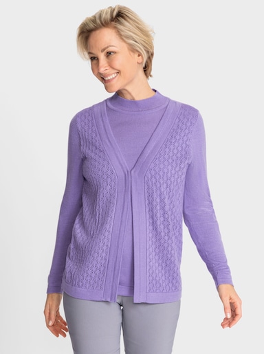 2-in-1-Pullover mit Stehkragen - lavendel