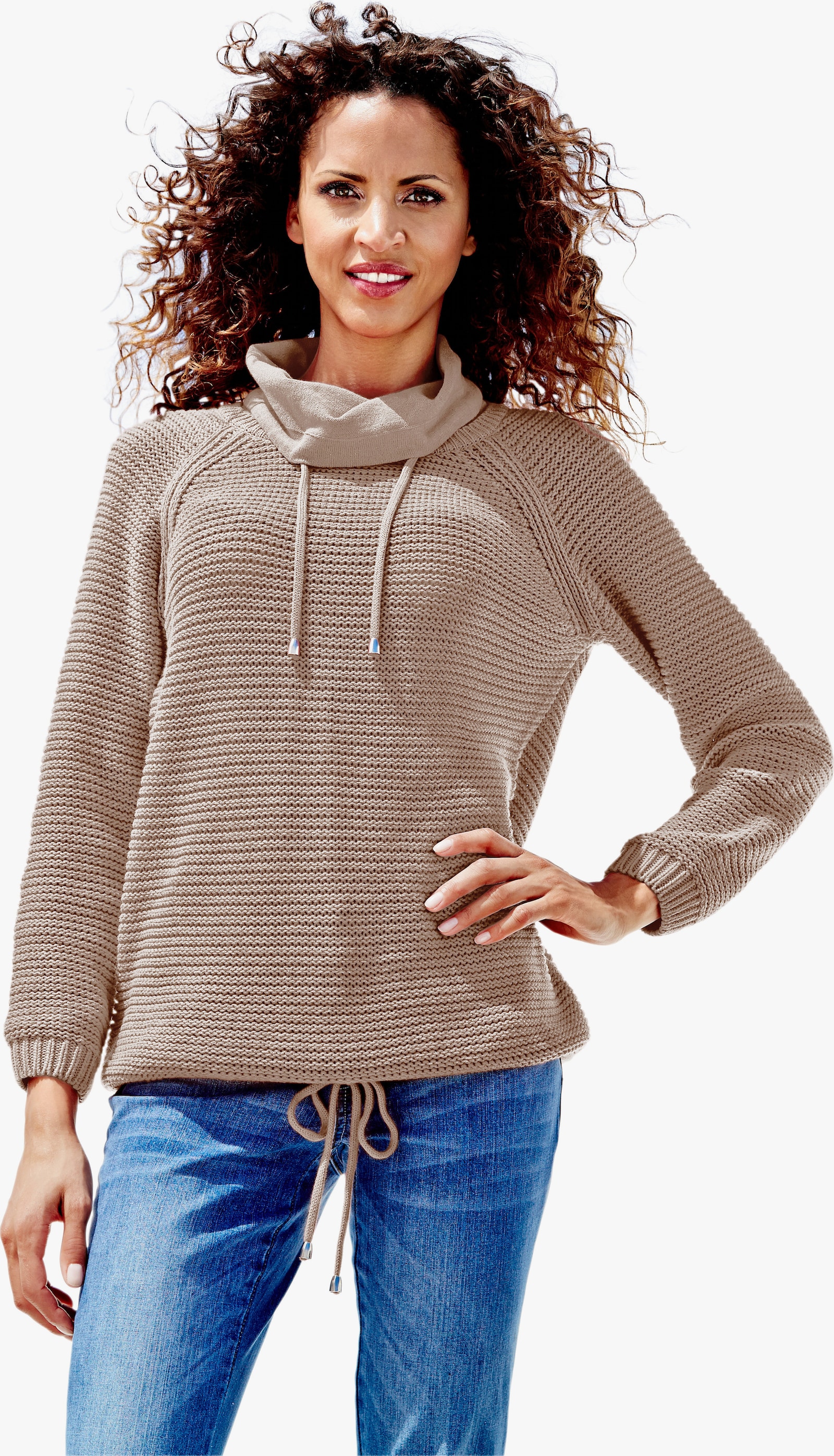 heine Schipperstrui met raglanmouwen - beige