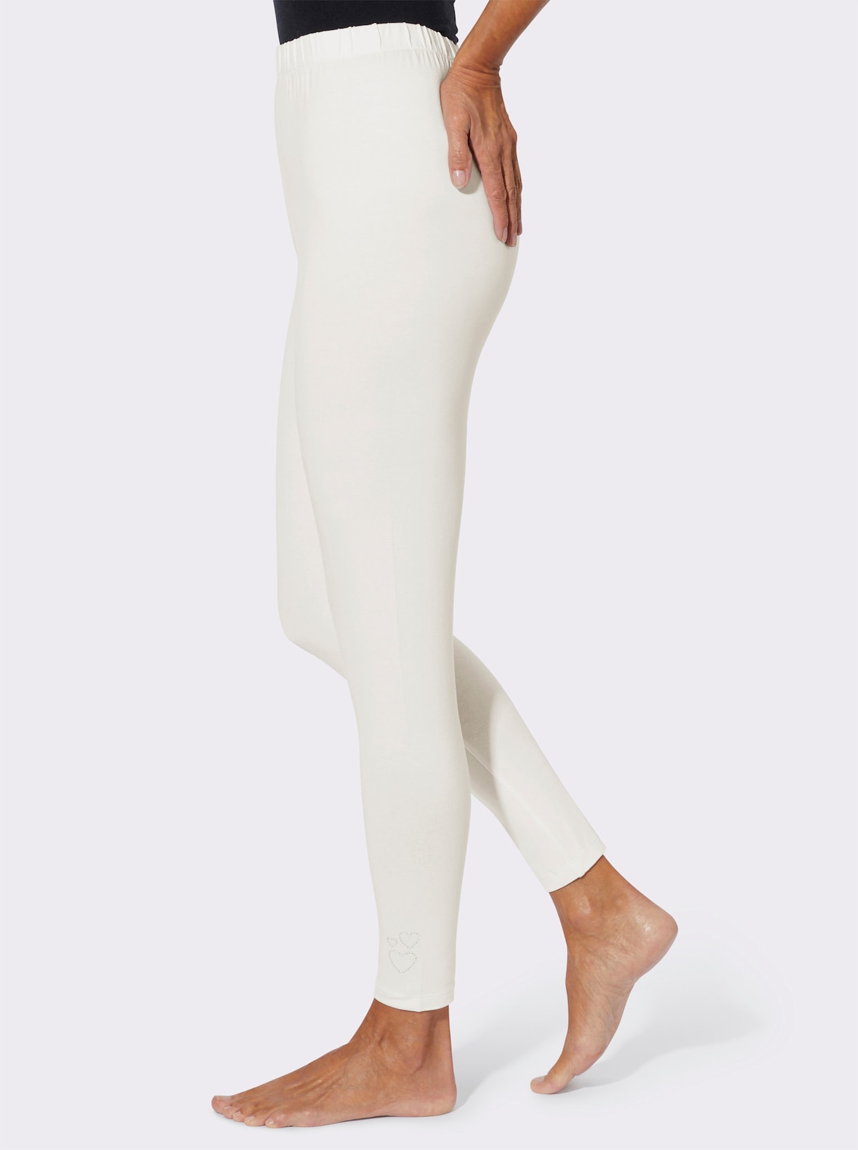 Legíny s lesklými pajetkami - ecru