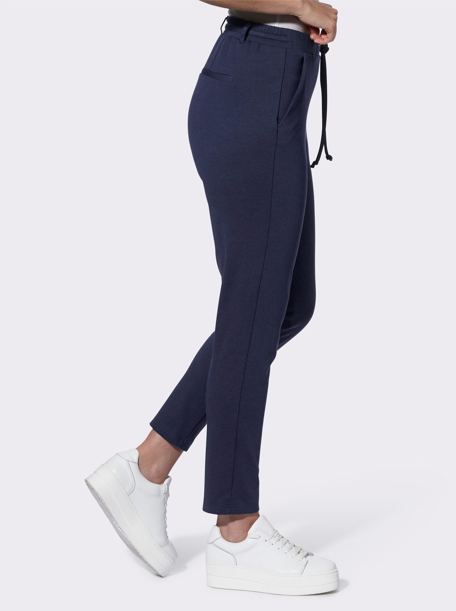 Jerseyhose mit Tunnelzug in der Taille - marine