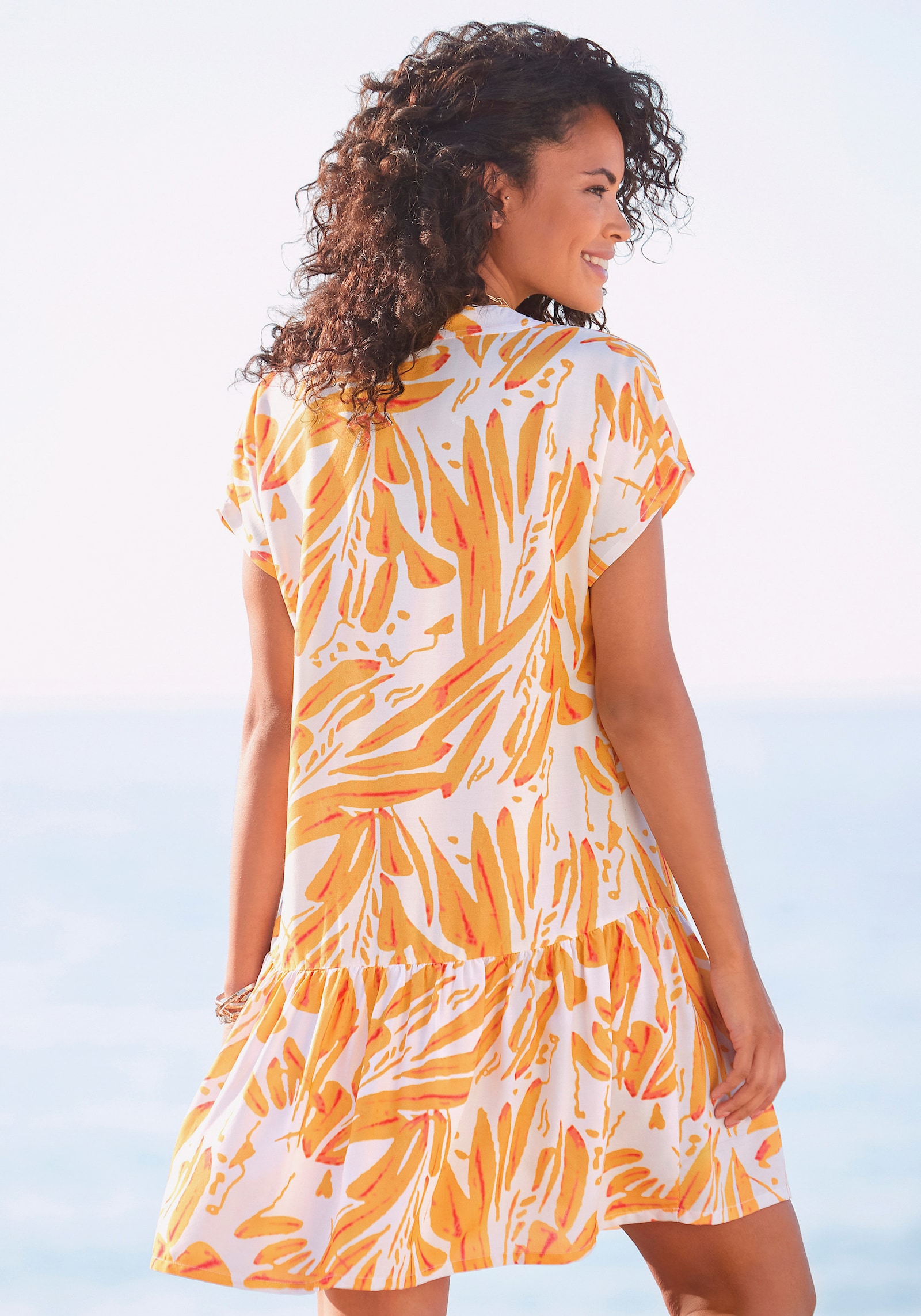 s.Oliver Blusenkleid - orange-creme-bedruckt