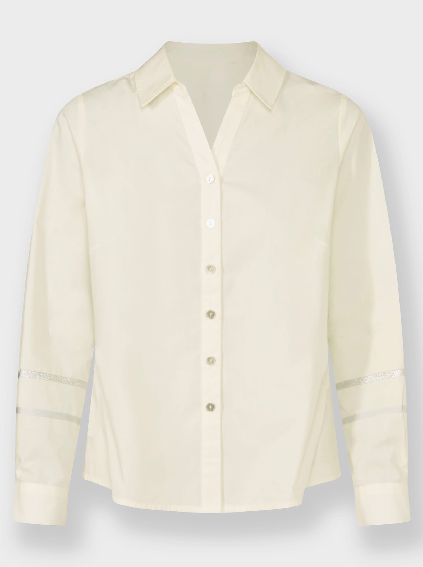 Blouse met lange mouwen en zilverkleurige sierbandjes - champagne