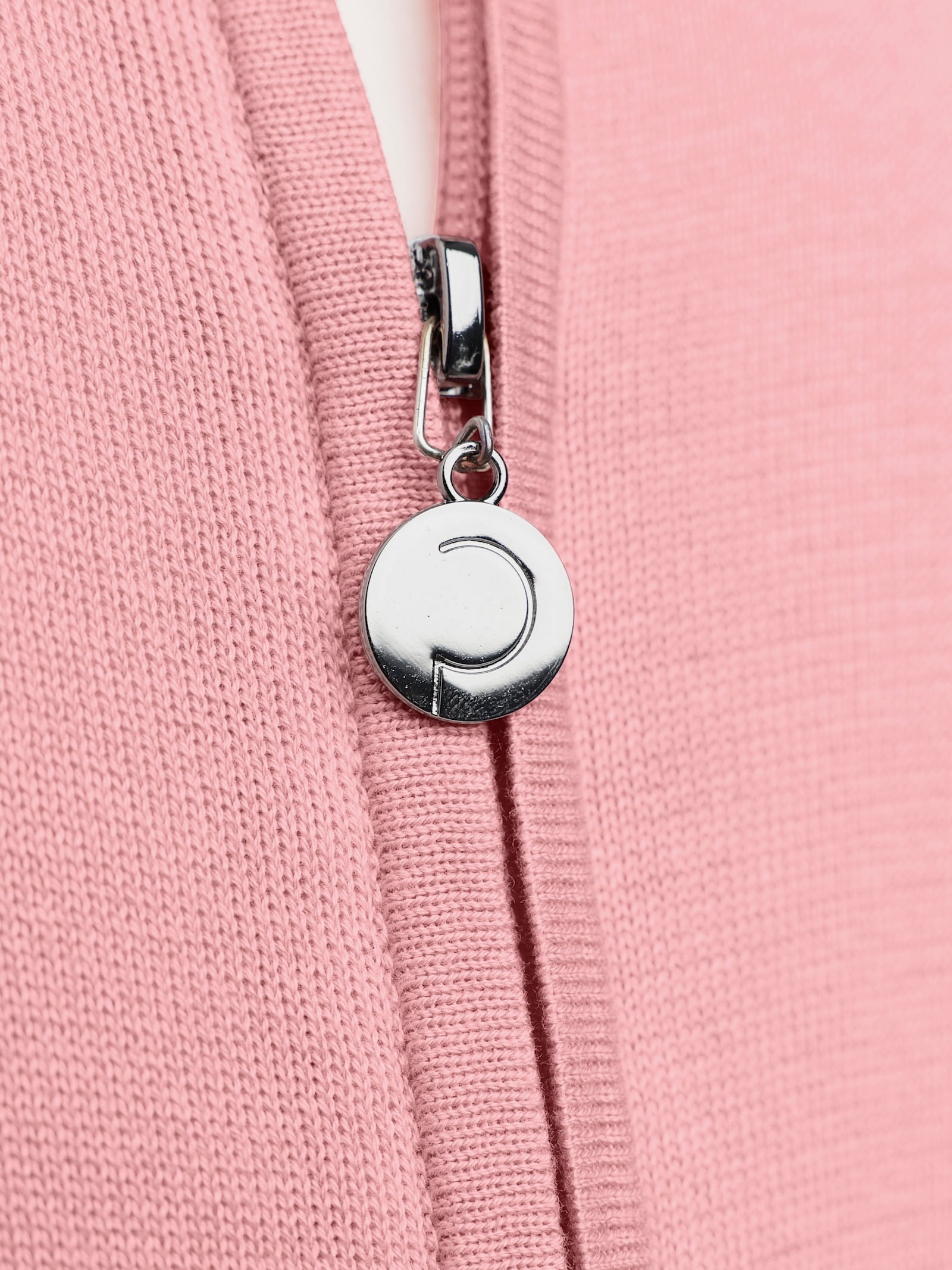 CREATION L PREMIUM Feinstrickjacke mit gestreiften Abschlüssen - rosenquarz