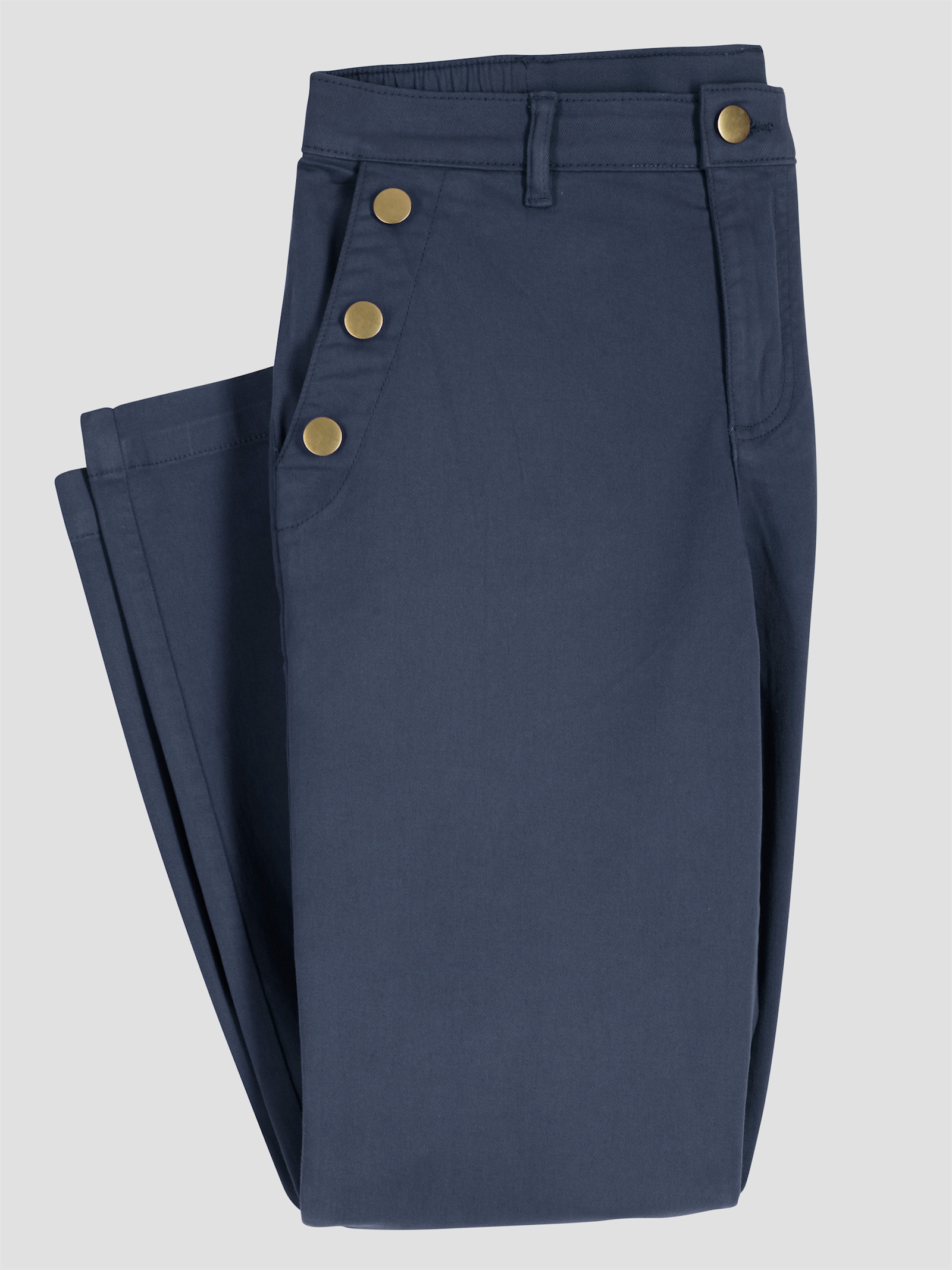 Stretch-Hose mit goldfarbenen Schmuckknöpfen - dunkelblau