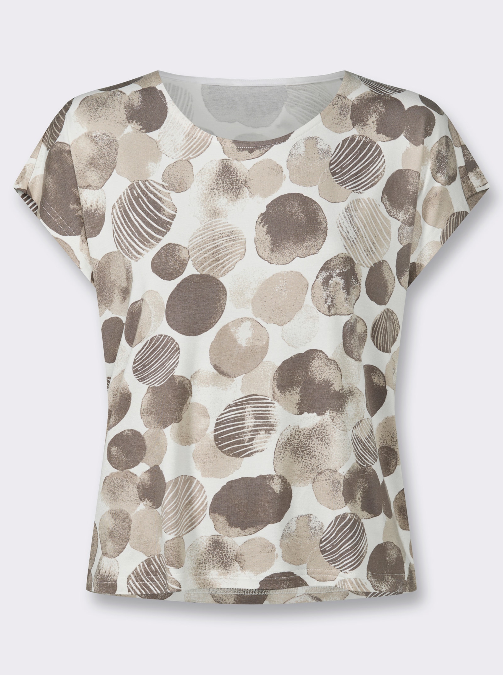 Print-Shirt mit überschnittenen Schultern - ecru-sesam-bedruckt