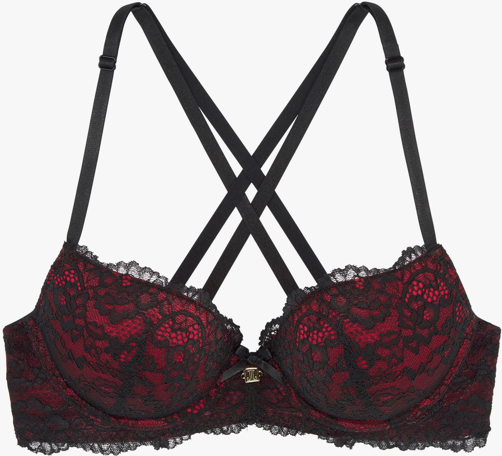 JETTE Push-up-BH - schwarz-rot