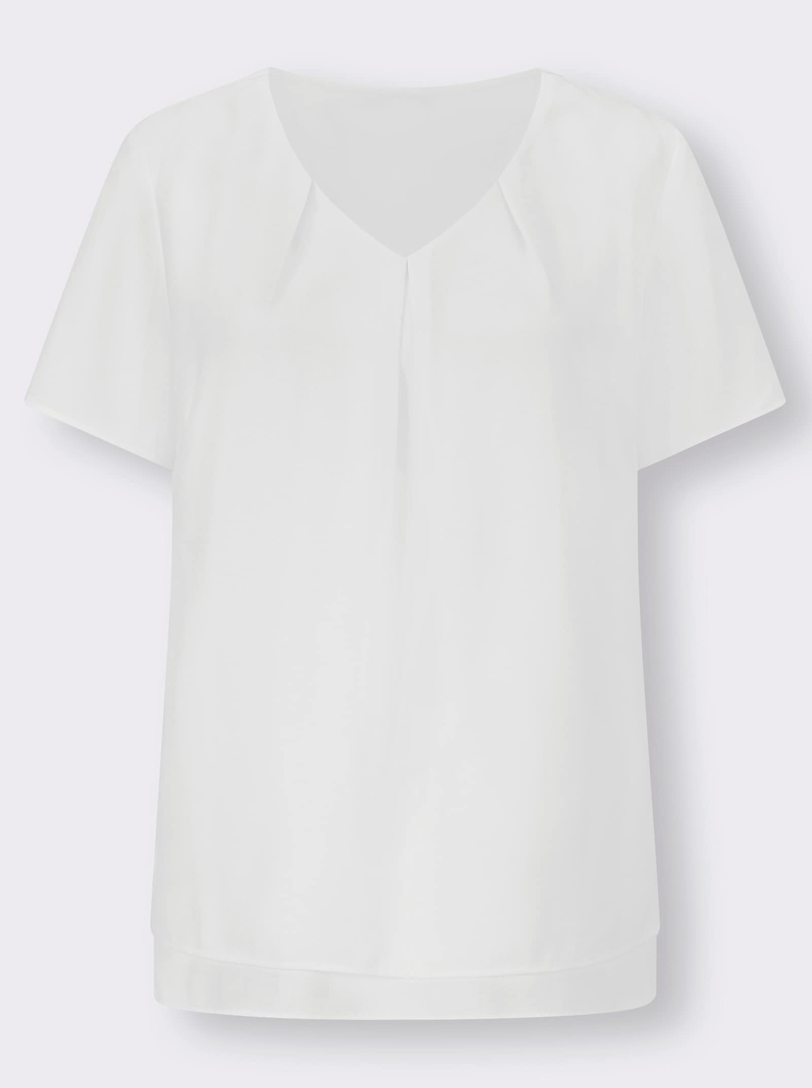 Georgettebluse mit Kellerfalte vorn - wollweiß