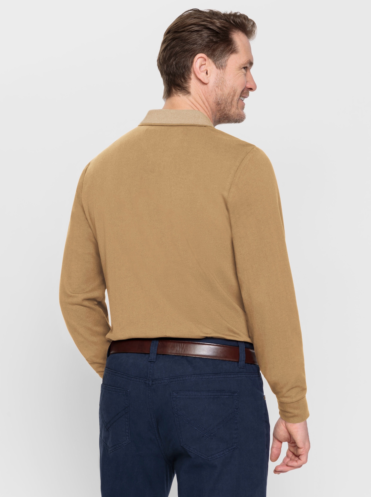 Marco Donati Poloshirt met lange mouwen - camel