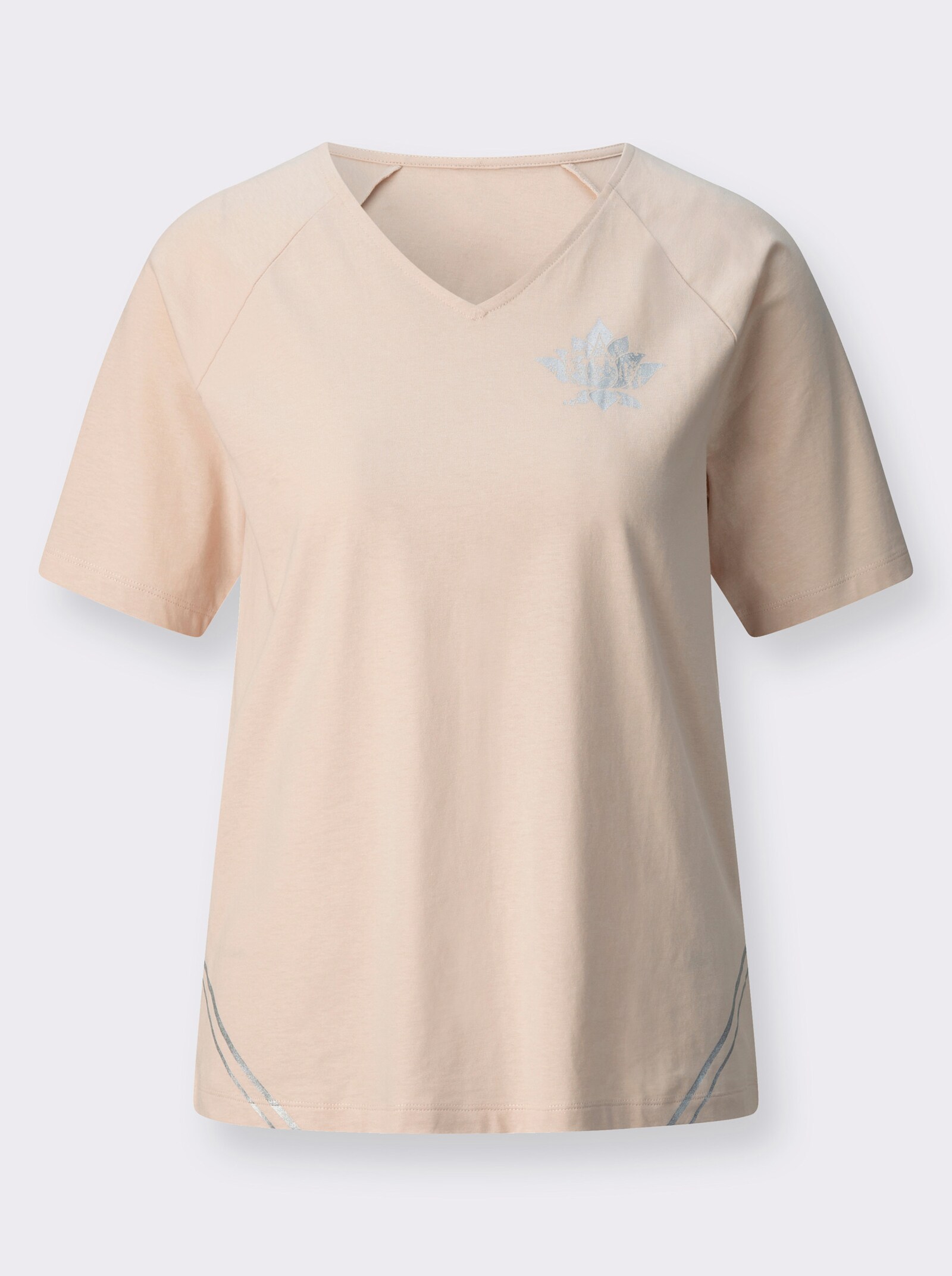 Kurzarmshirt mit Foliendruck - elfenbein