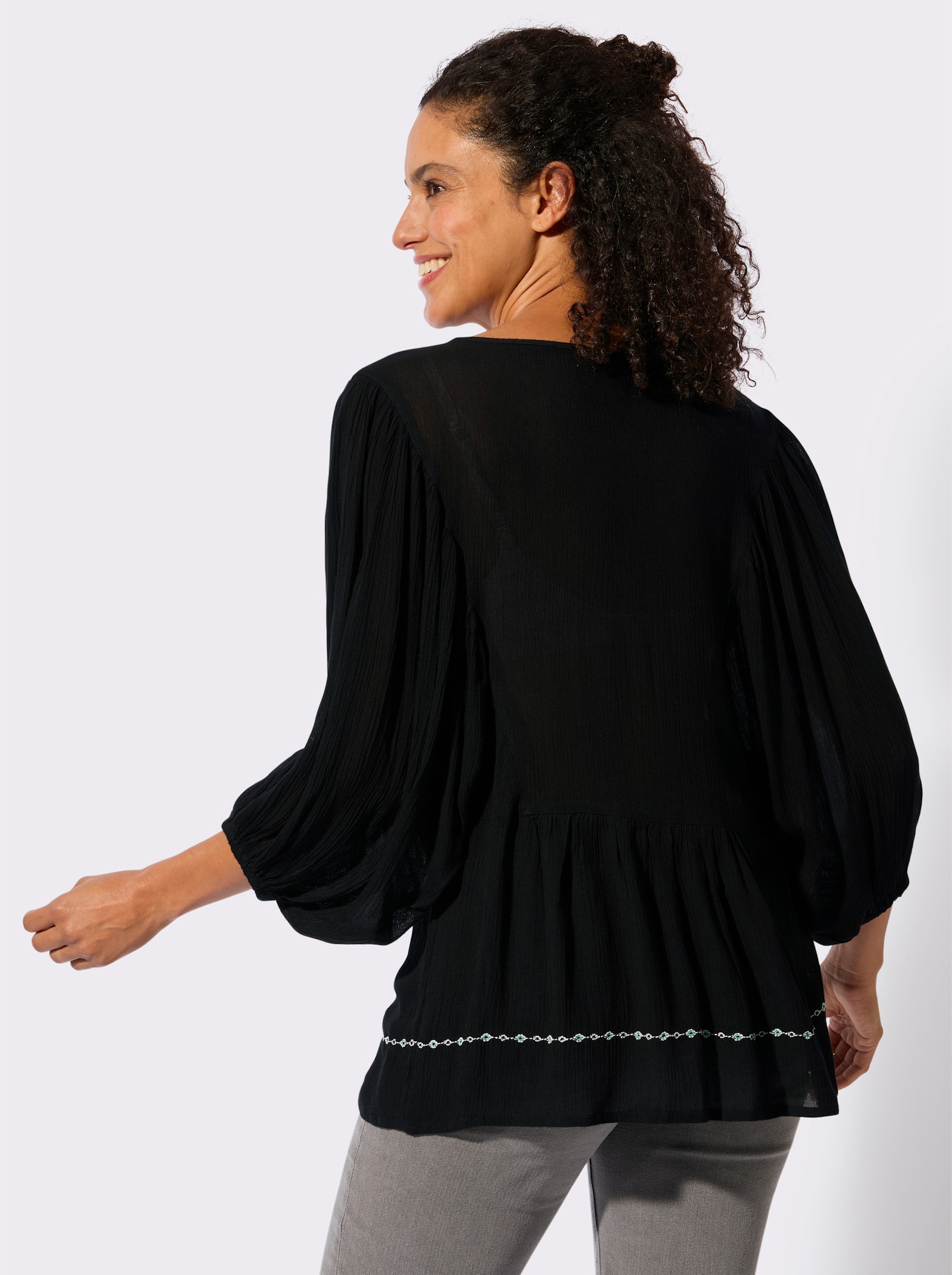Tunika in Crinkle-Qualität - schwarz