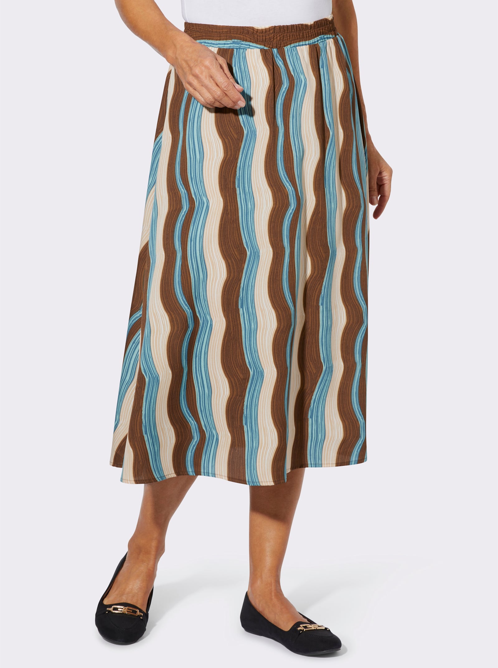 A-Linien-Rock im gewellten Dessin - schoko-topas-bedruckt