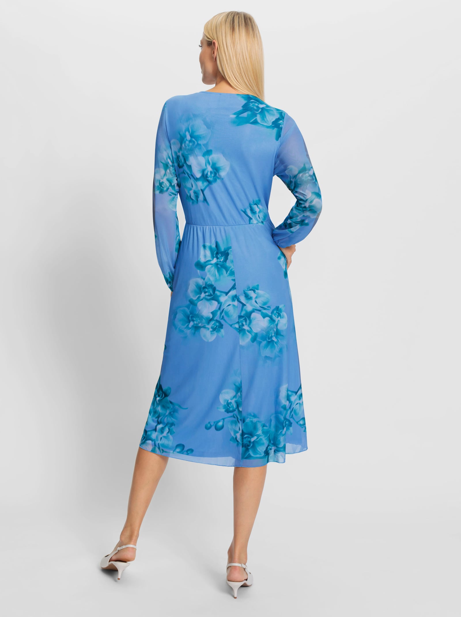 heine Jurk met print in wikkellook - hemelsblauw/blauwgroen bedrukt