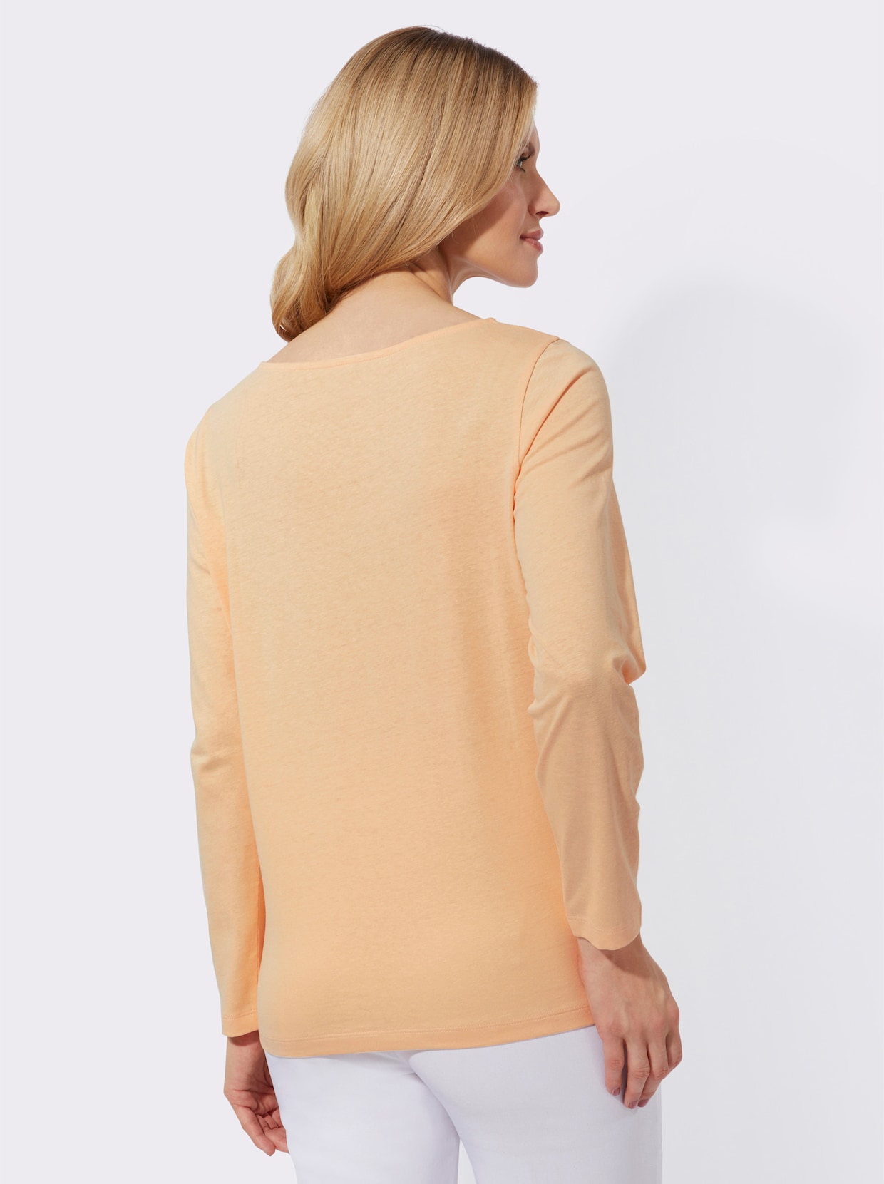 Langarmshirt - apricot-goldfarben-bedruckt