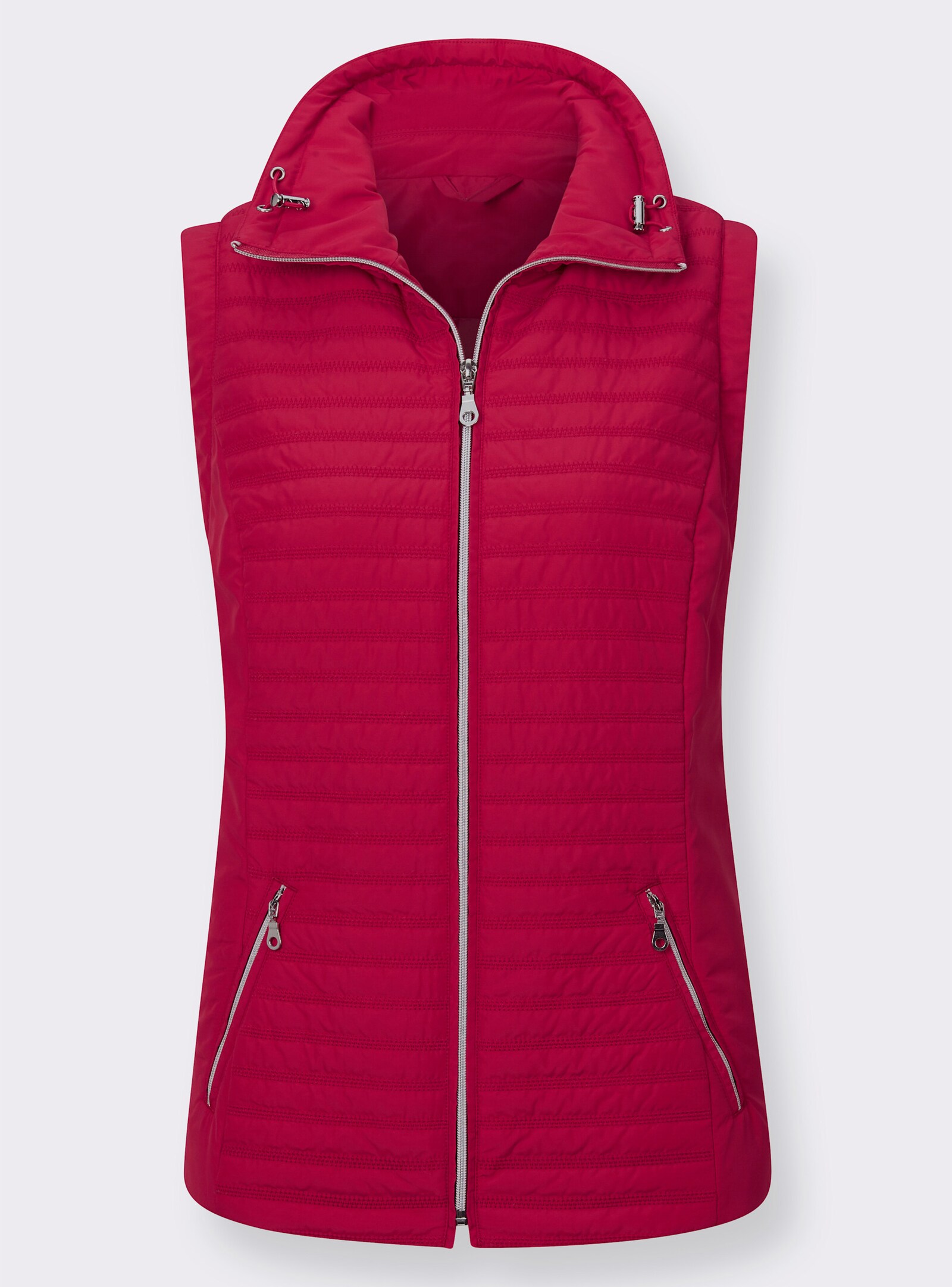 Steppweste mit glatten Einsätzen seitlich - kirschrot