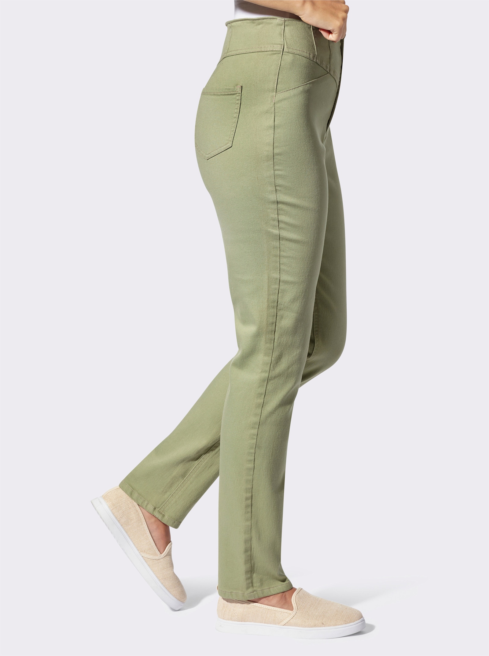 Stretch-Jeans mit Teilungsnähten - eucalyptus