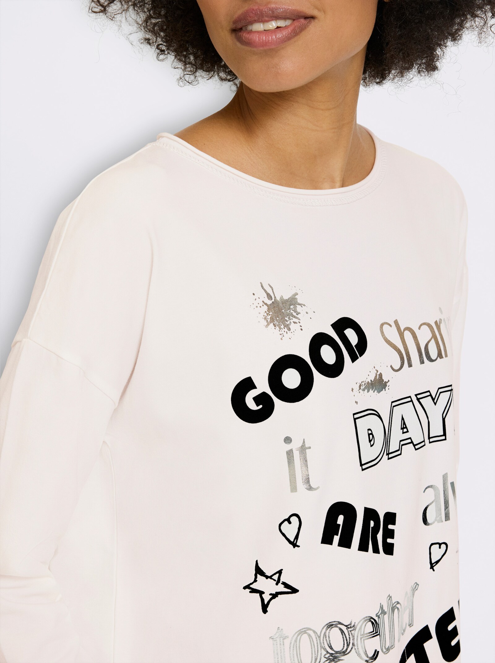 heine Langarmshirt mit silberfarbenen Details - ecru