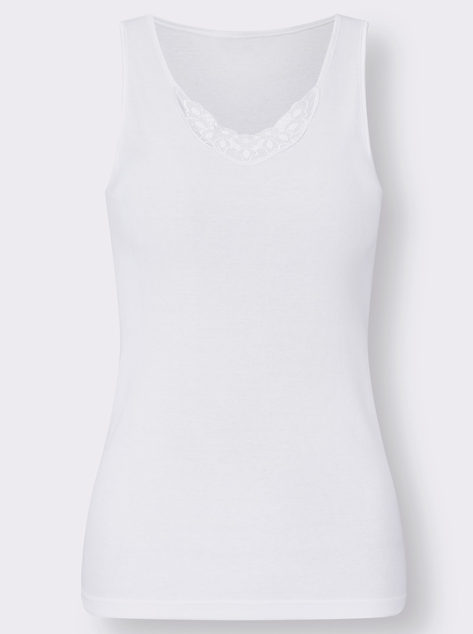 wäschepur Achselhemd mit Batist-Motiv - weiss