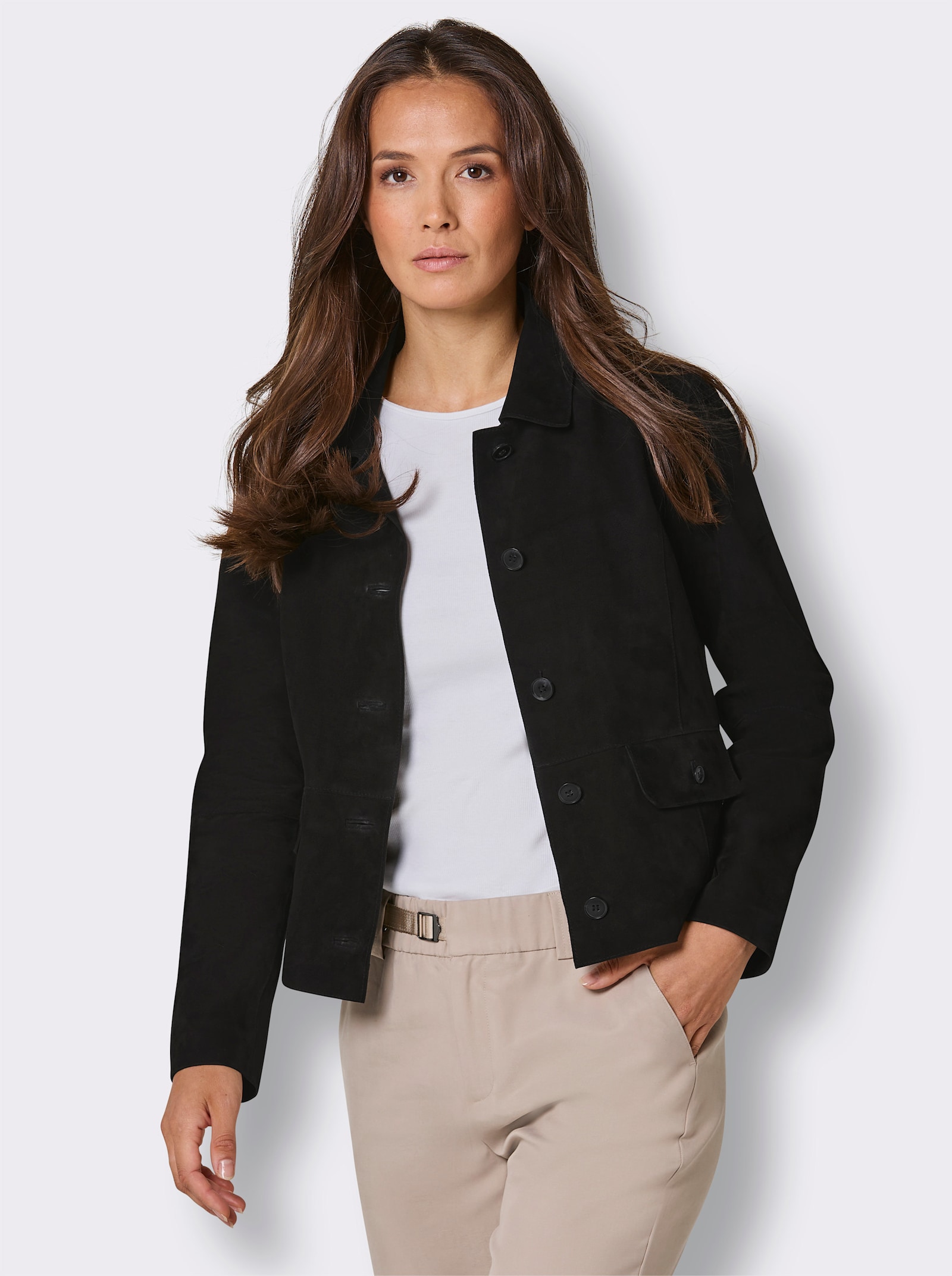 Mainpol Lederblazer in Ziegenvelours-Qualität - schwarz
