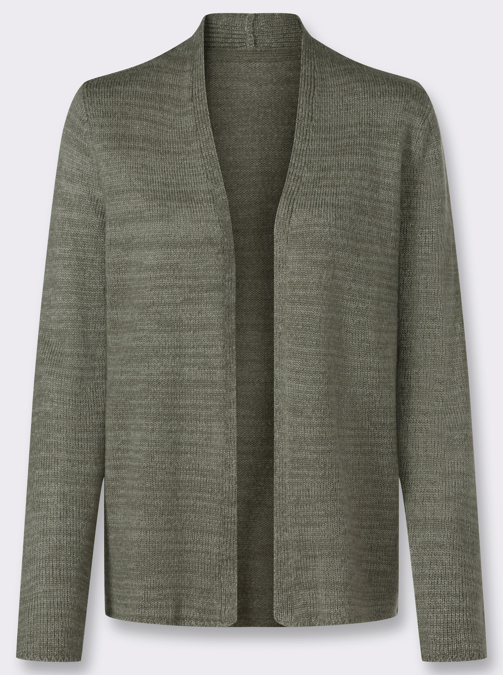 Strickjacke in offener Form - khaki-meliert
