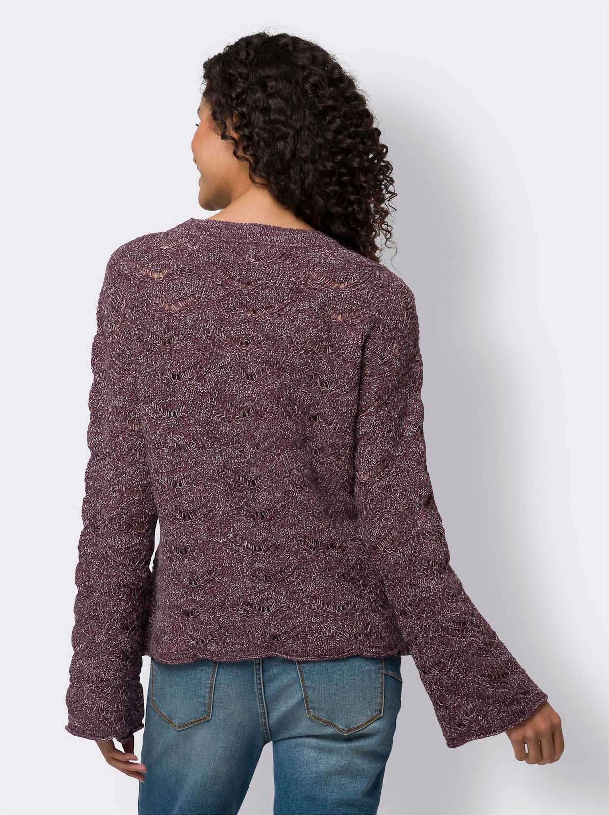 heine Ajourpullover - bordeaux/ecru gemêleerd