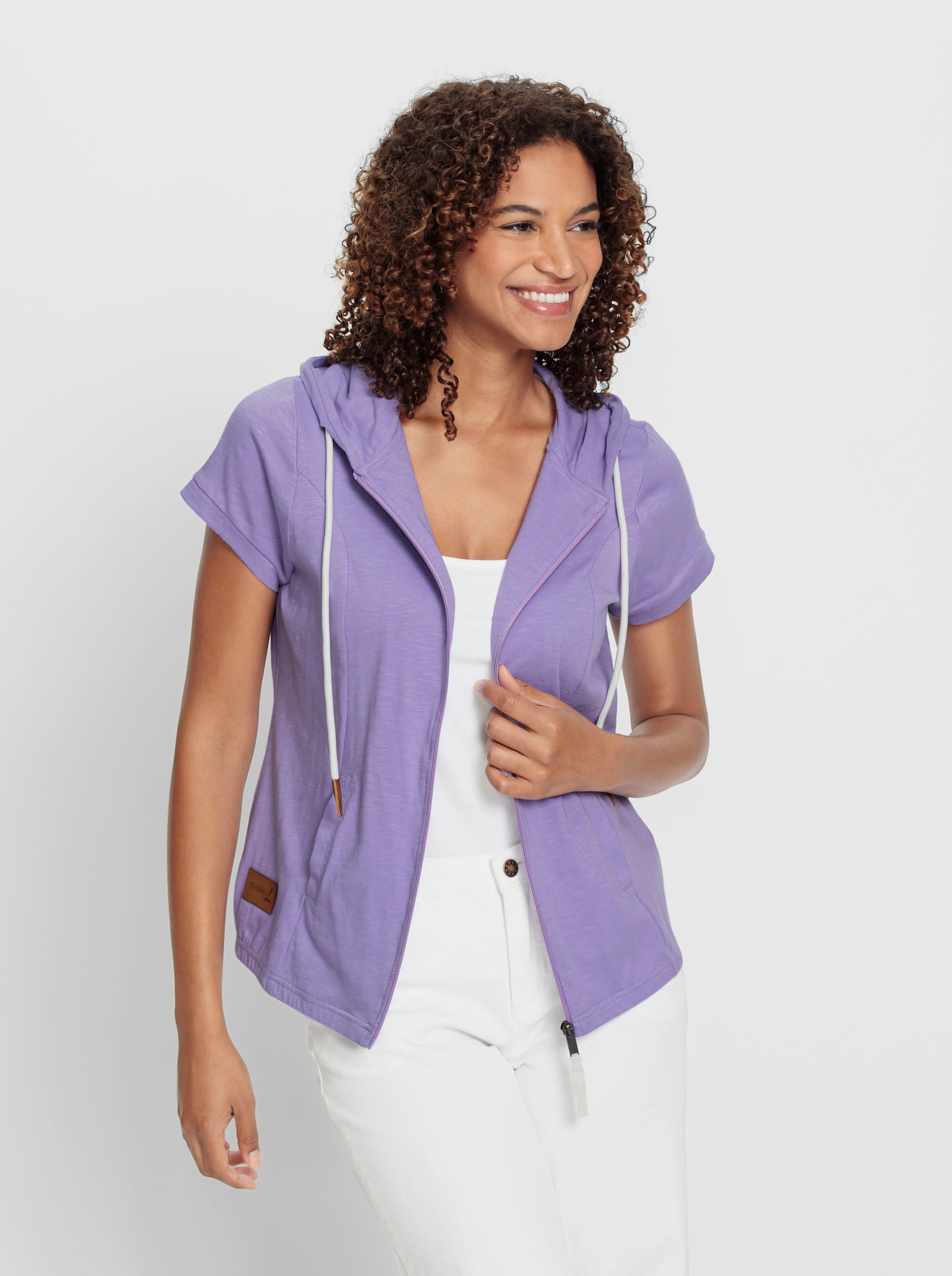 Sweatjacke mit Nahttaschen - lavendel