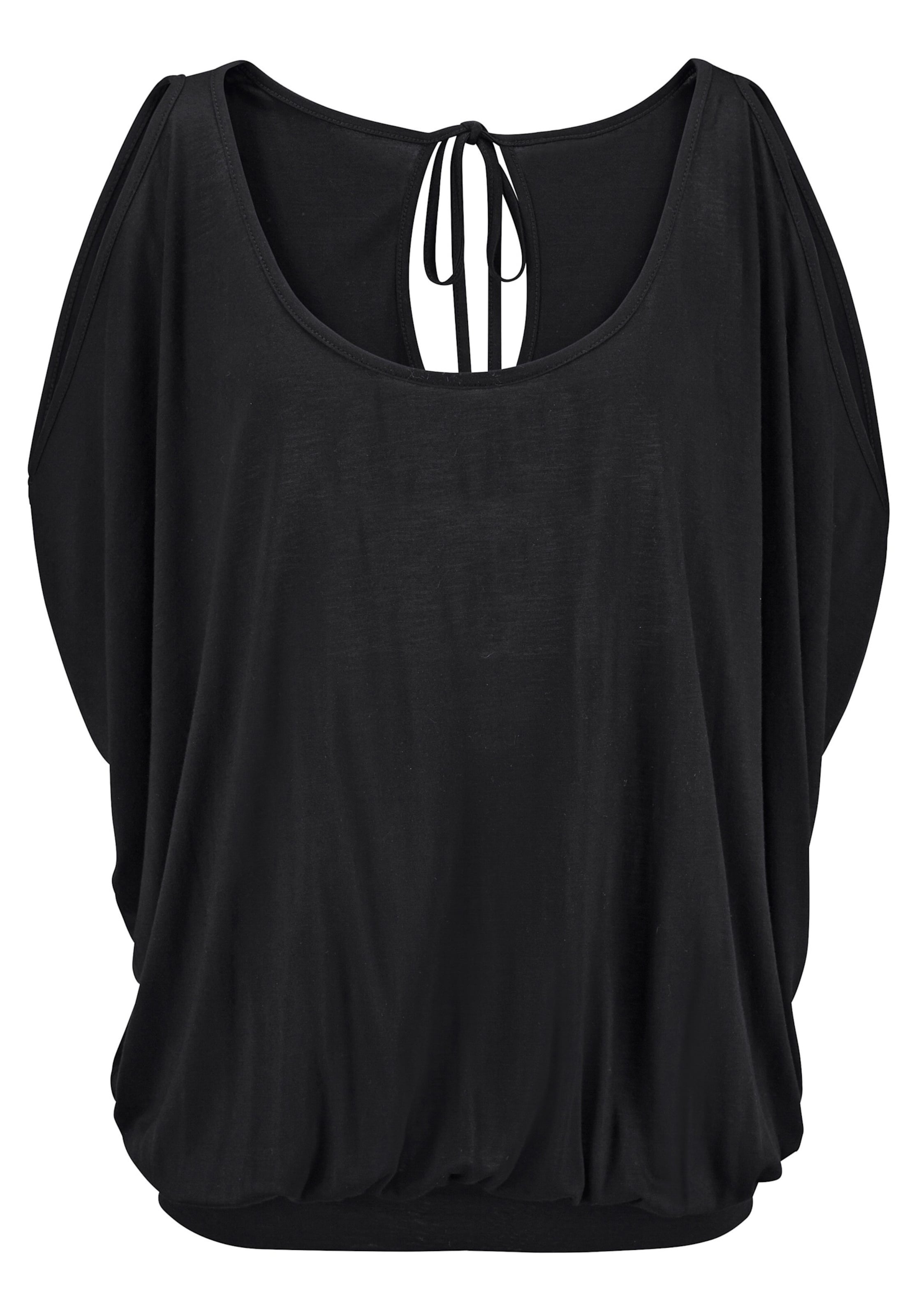 ISK und günstig Kaufen-Strandshirt in schwarz von LASCANA. Strandshirt in schwarz von LASCANA <![CDATA[Aufregende Form mit Schlitzen an den Ärmeln und kreisförmigem Ausschnitt mit Band hinten. Schmale Bündchen. Länge ca. 68 cm. Aus 100% Viskose.]]>. 