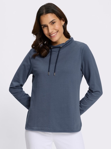 Sweatshirt mit halsfernem Stehkragen - rauchblau